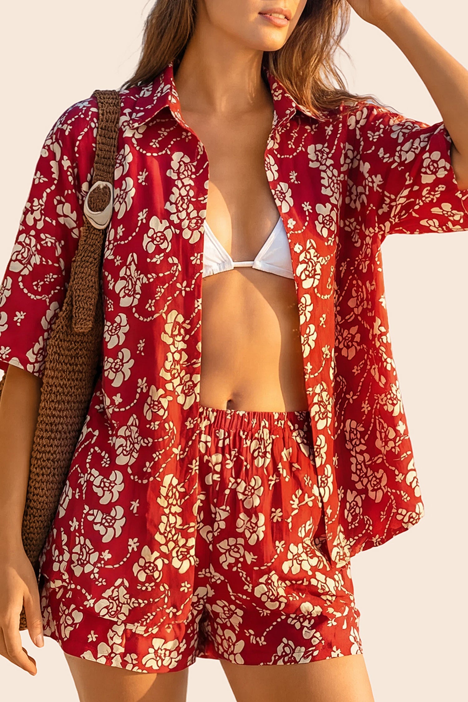 Vacation & Resort Wear Short Sleeve Blouse & Shrug