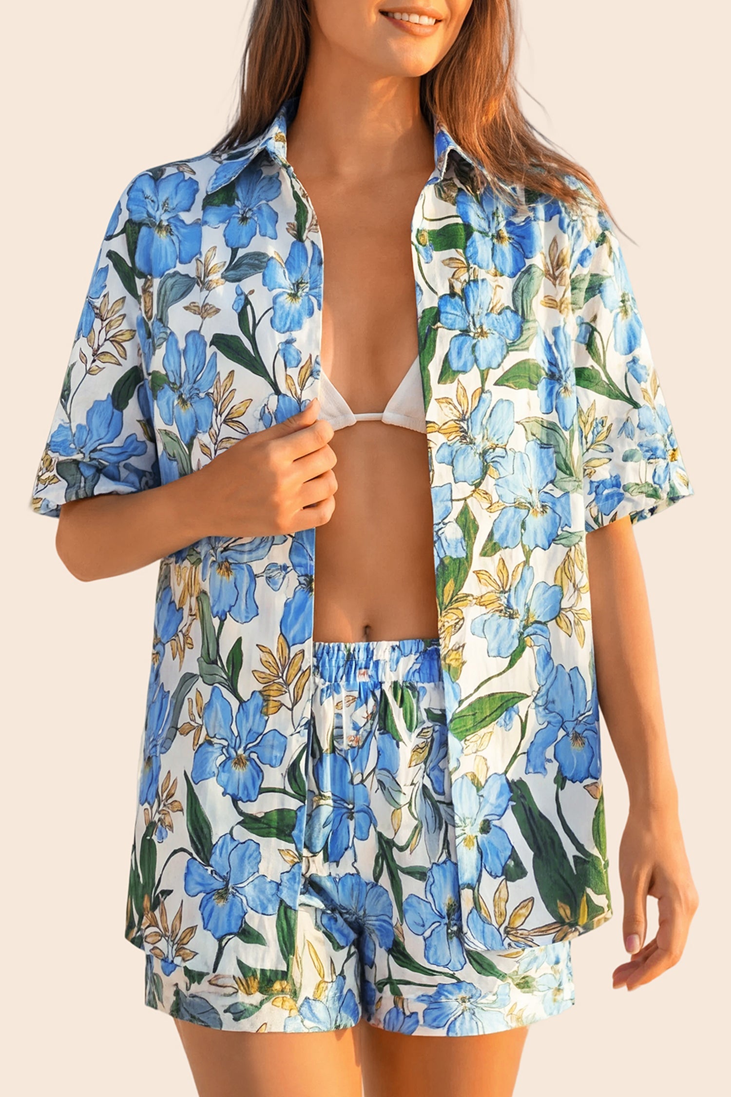 Vacation & Resort Wear Short Sleeve Blouse & Shrug