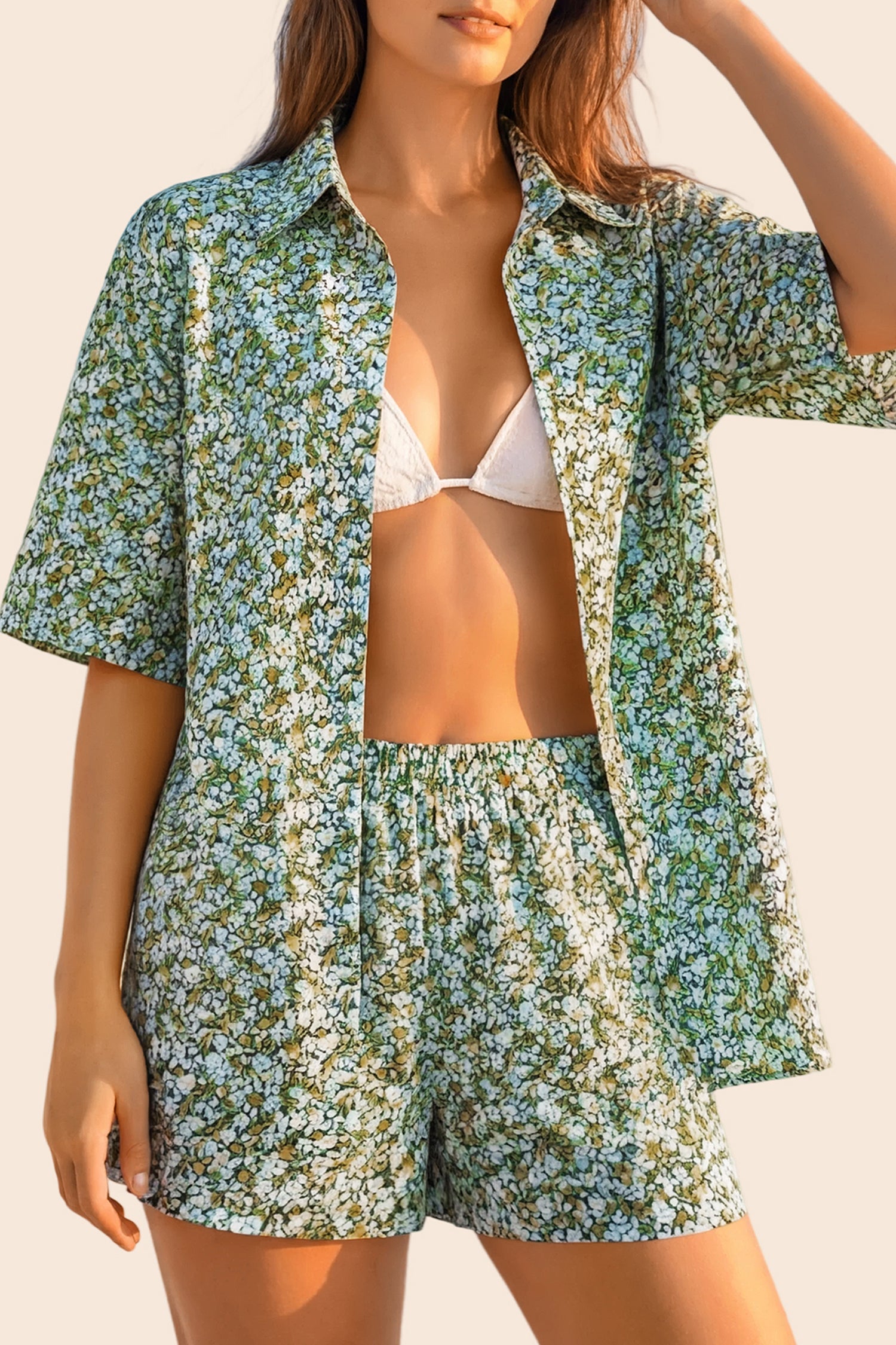 Vacation & Resort Wear Short Sleeve Blouse & Shrug