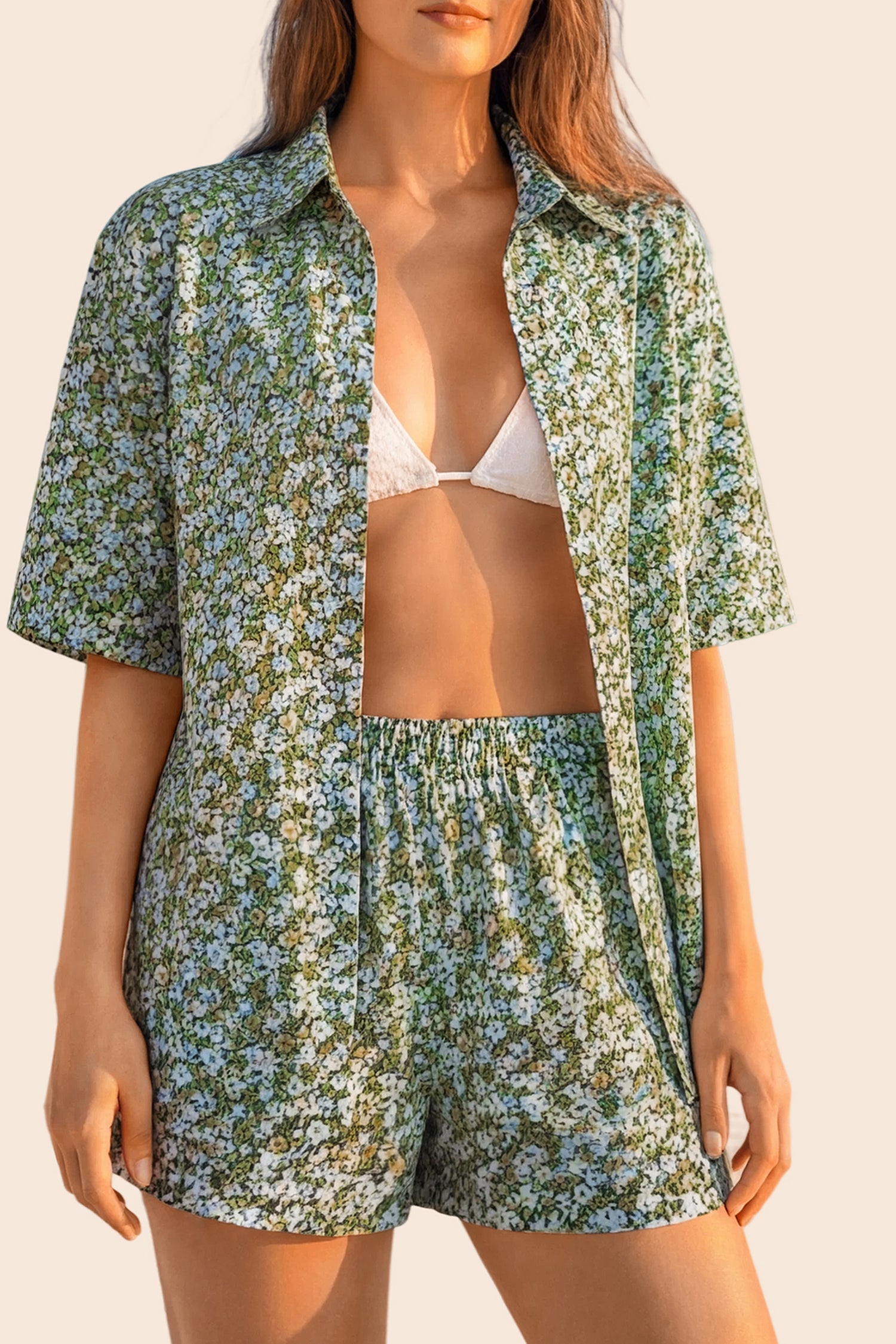 Vacation & Resort Wear Short Sleeve Blouse & Shrug