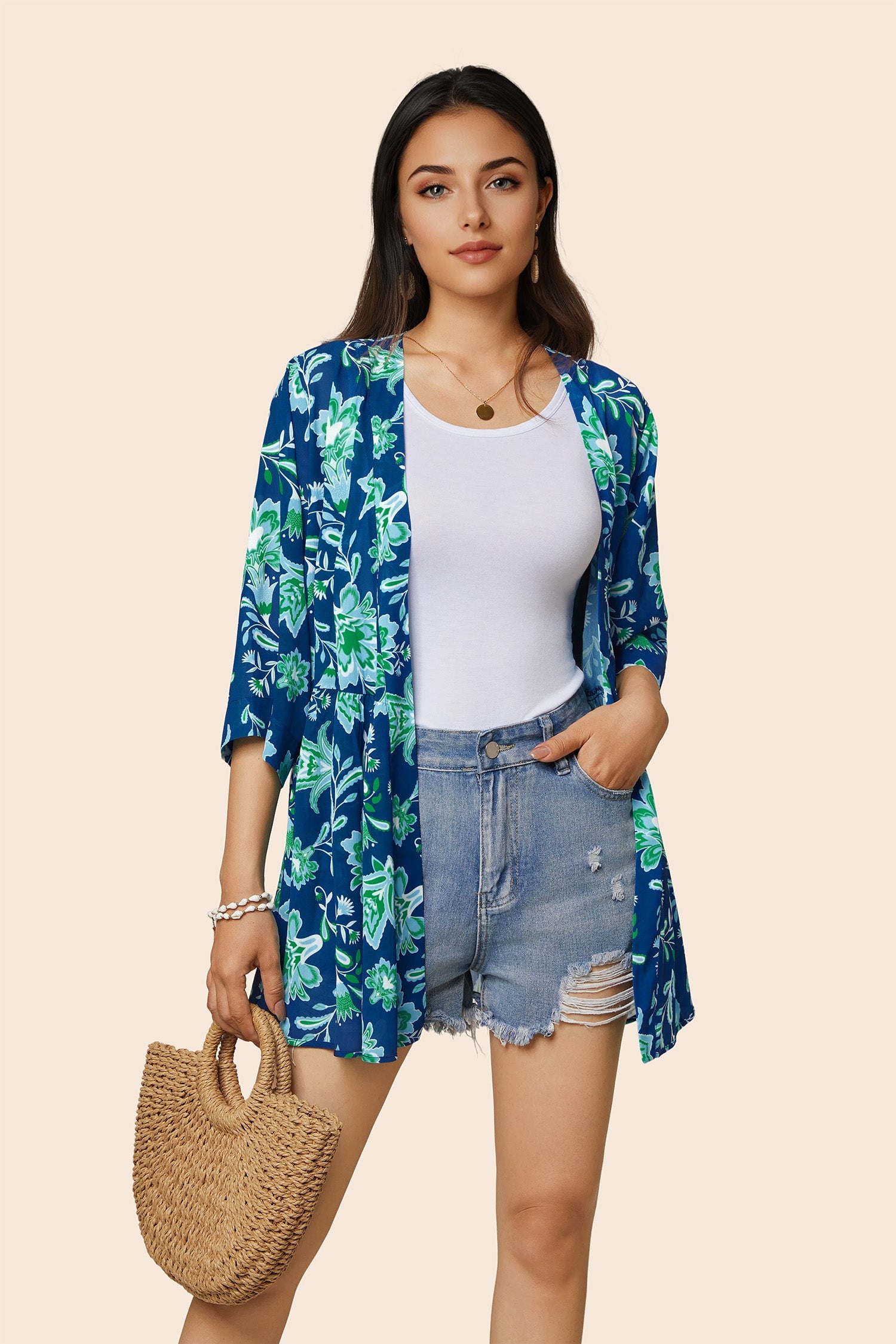 Boho 3/4Sleeve Coverup