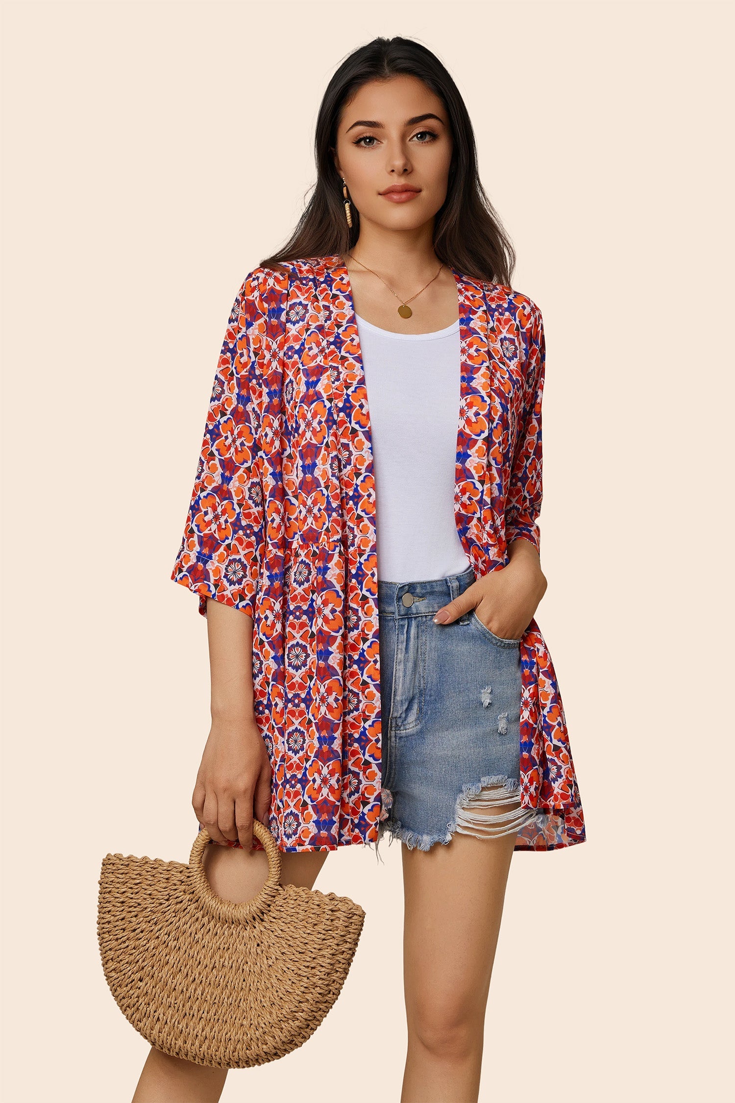 Boho 3/4Sleeve Coverup