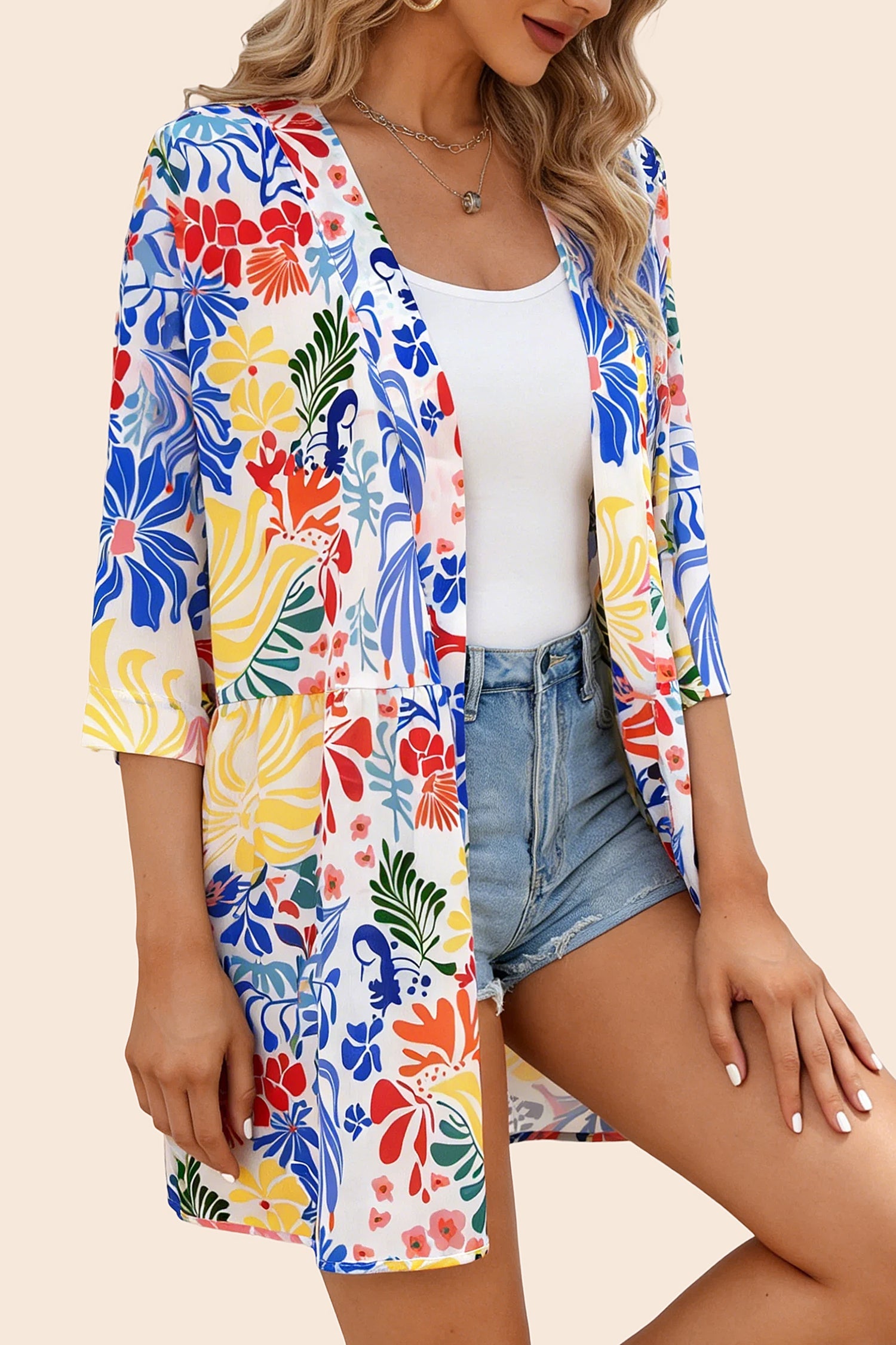 Boho 3/4Sleeve Coverup