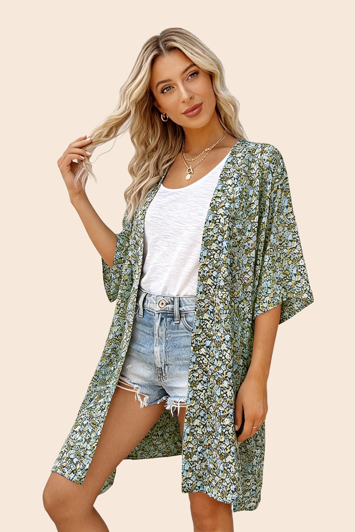 Boho 3/4Sleeve Coverup