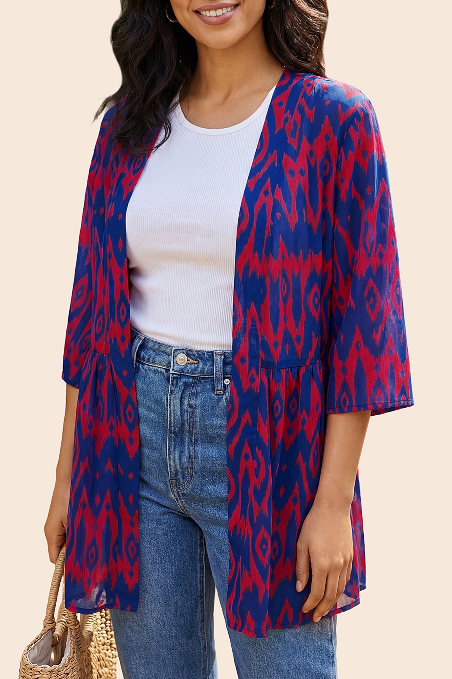 Boho 3/4Sleeve Coverup