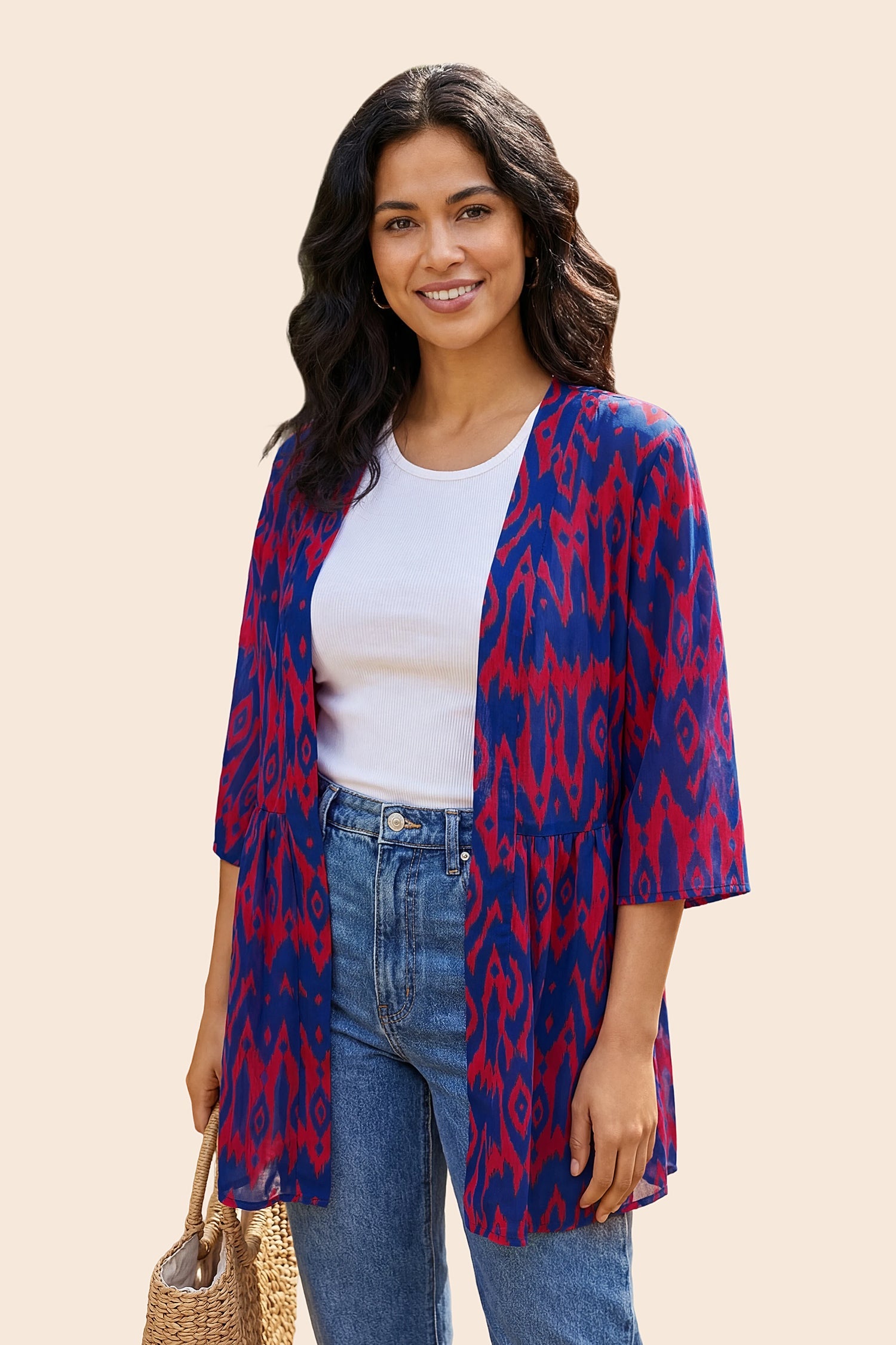 Boho 3/4Sleeve Coverup