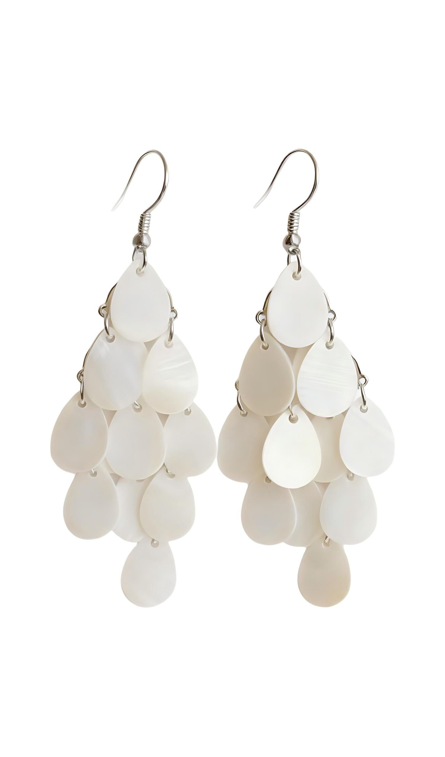 White Acrylic Teardrop Chandelier Earrings