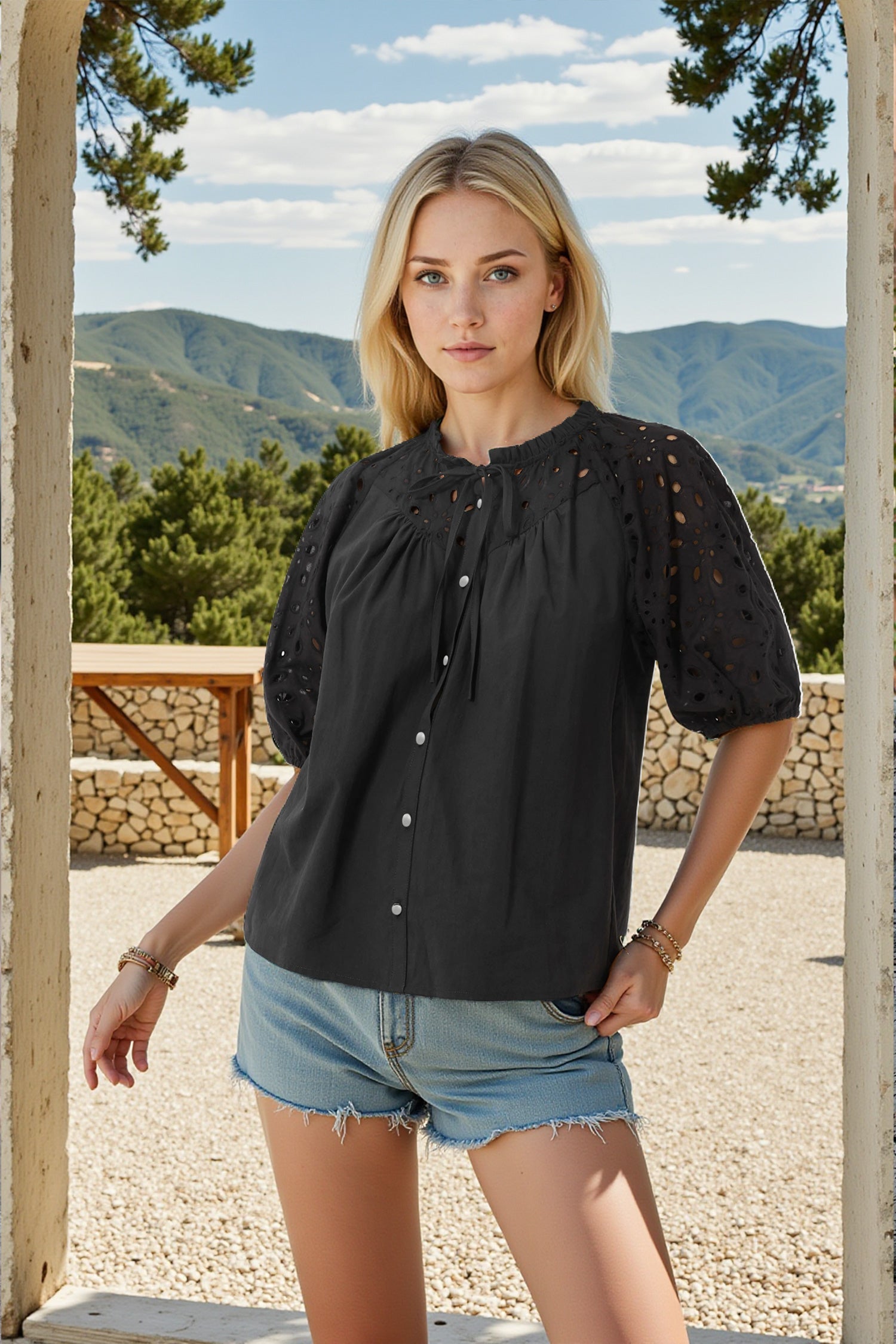 Short Sleeve Blouse &amp; Shrug Tops