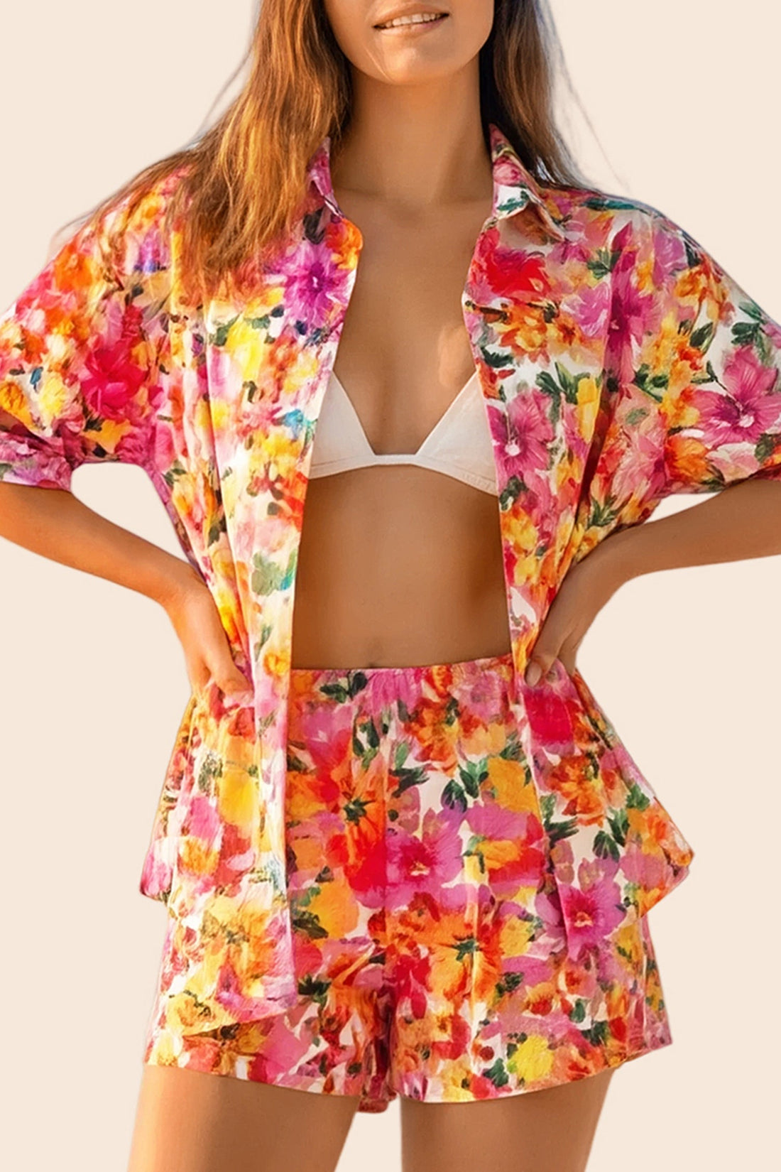 Vacation &amp; Resort Wear Short Sleeve Blouse &amp; Shrug