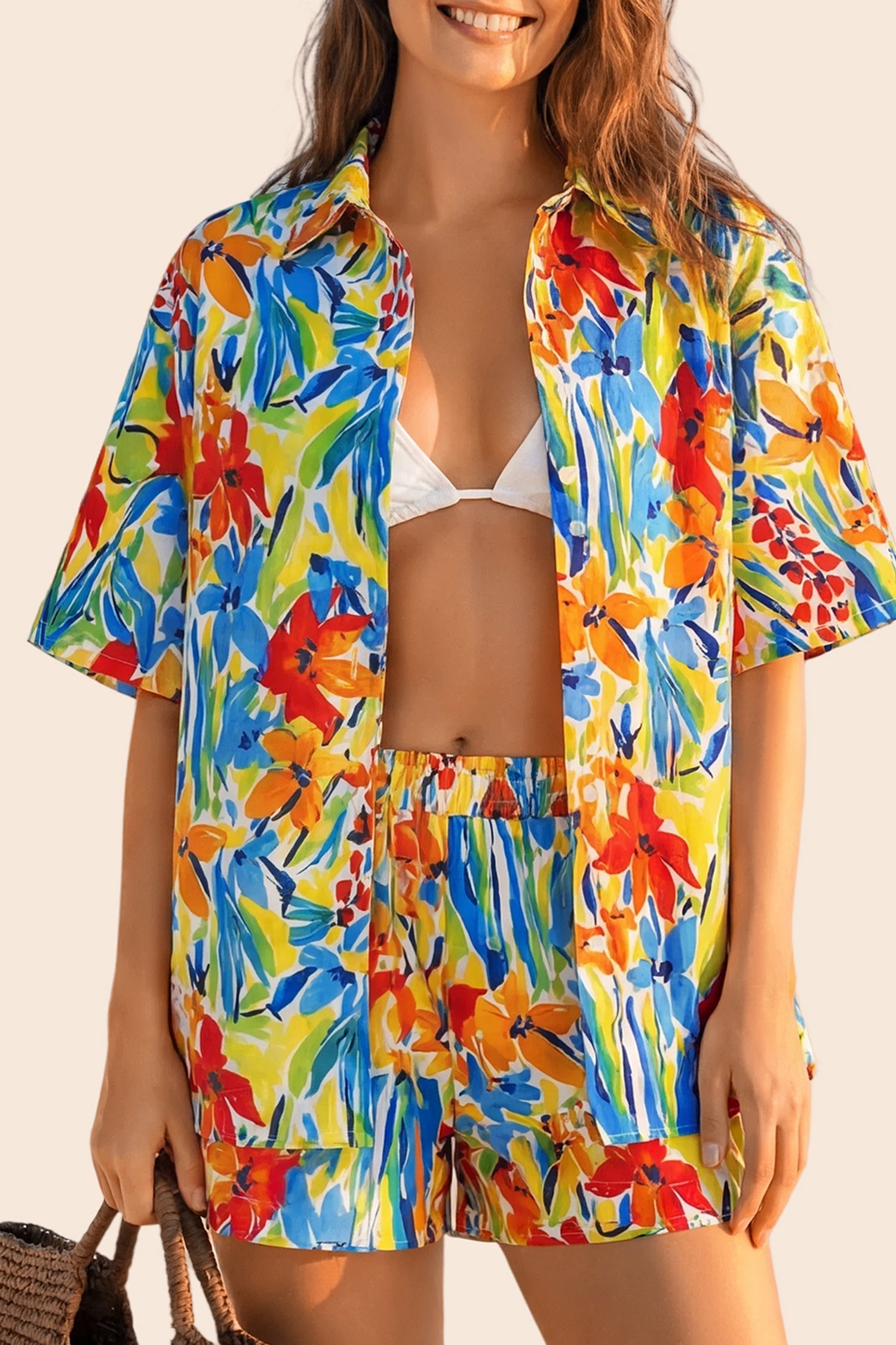 Vacation &amp; Resort Wear Short Sleeve Blouse &amp; Shrug