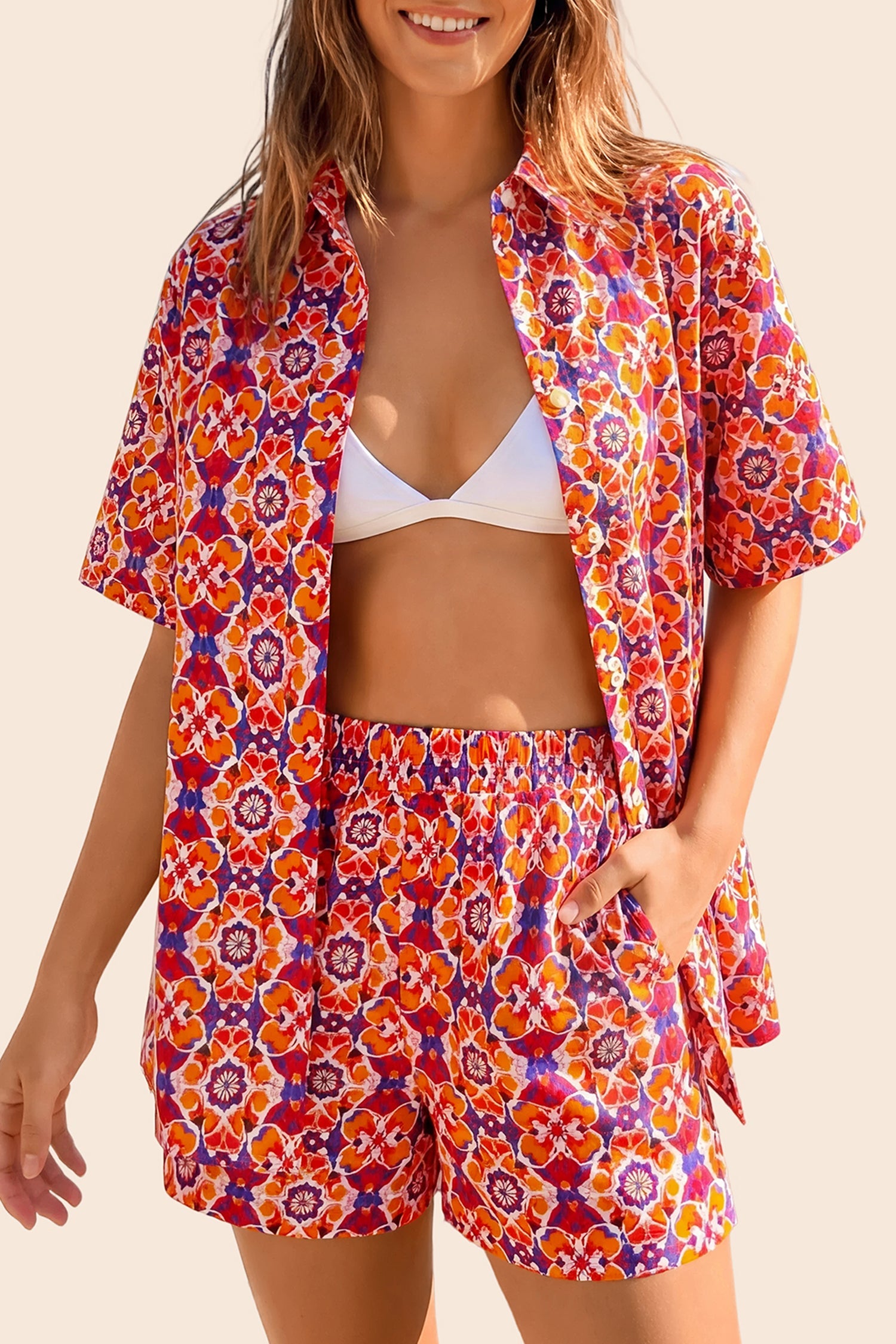 Vacation &amp; Resort Wear Short Sleeve Blouse &amp; Shrug