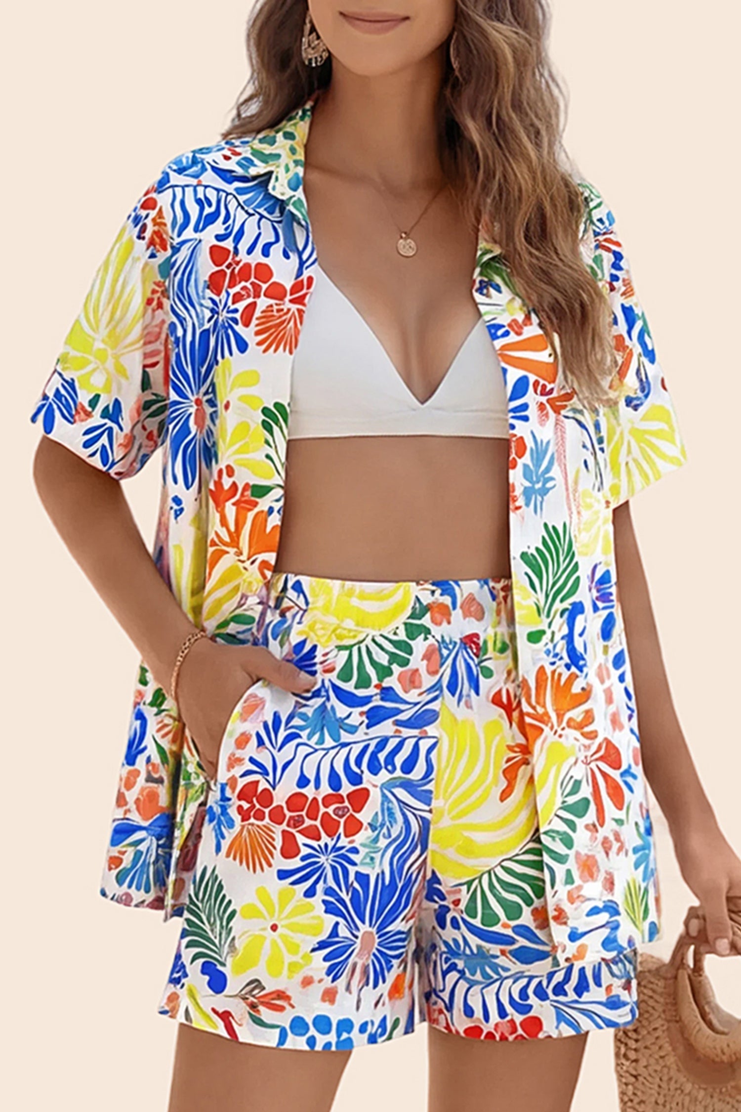 Vacation &amp; Resort Wear Short Sleeve Blouse &amp; Shrug