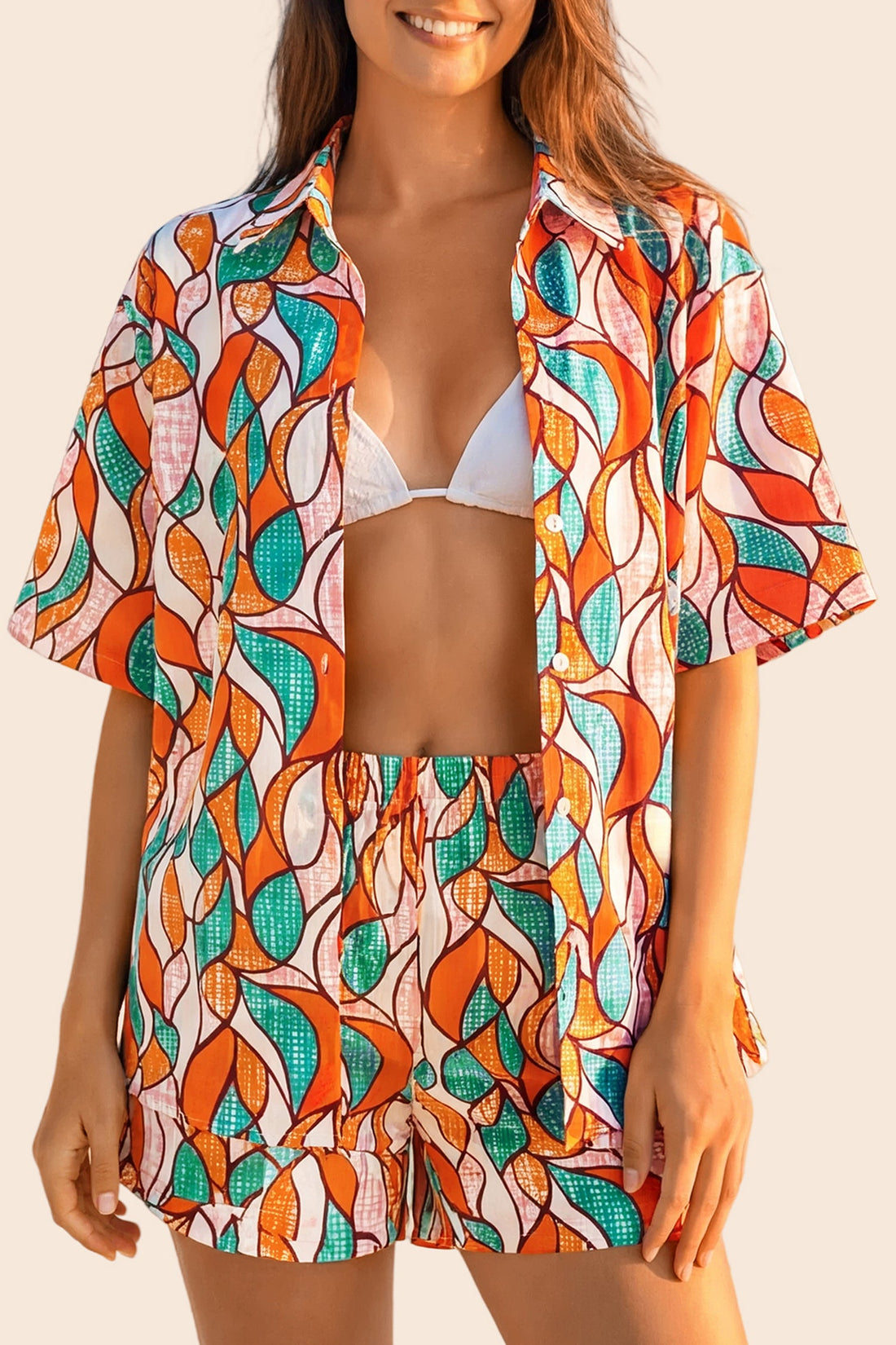 Vacation &amp; Resort Wear Short Sleeve Blouse &amp; Shrug