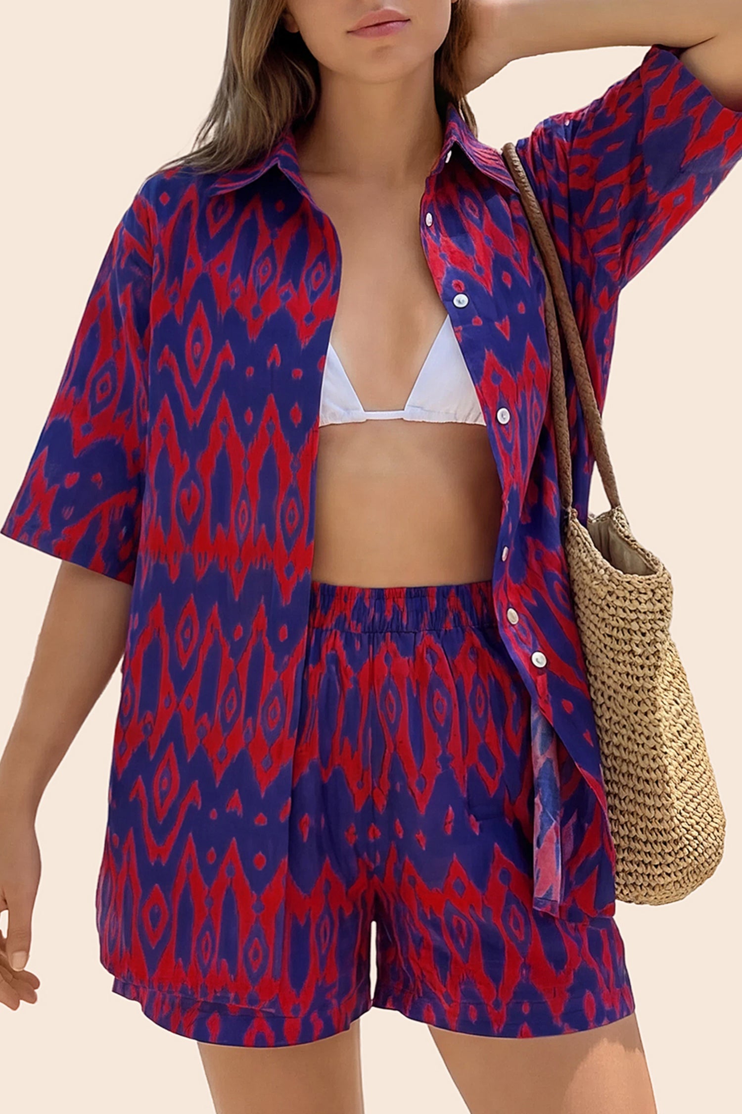 Vacation &amp; Resort Wear Short Sleeve Blouse &amp; Shrug