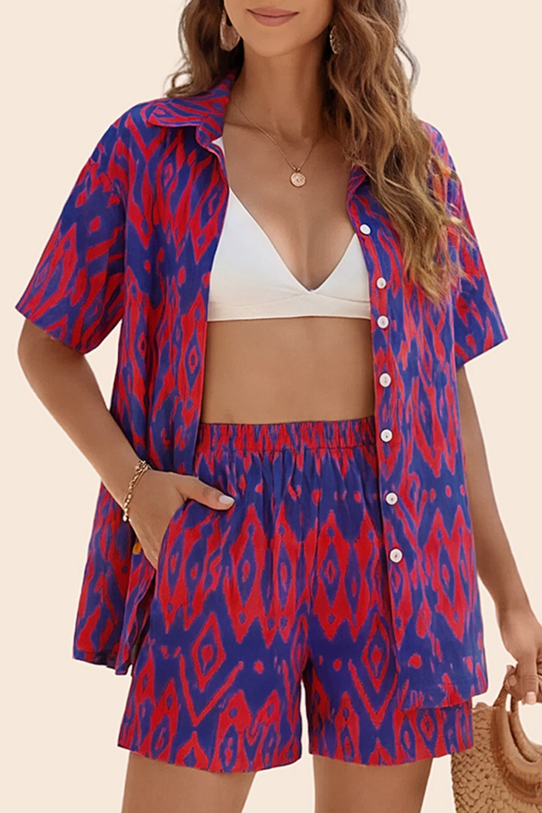 Vacation &amp; Resort Wear Short Sleeve Blouse &amp; Shrug