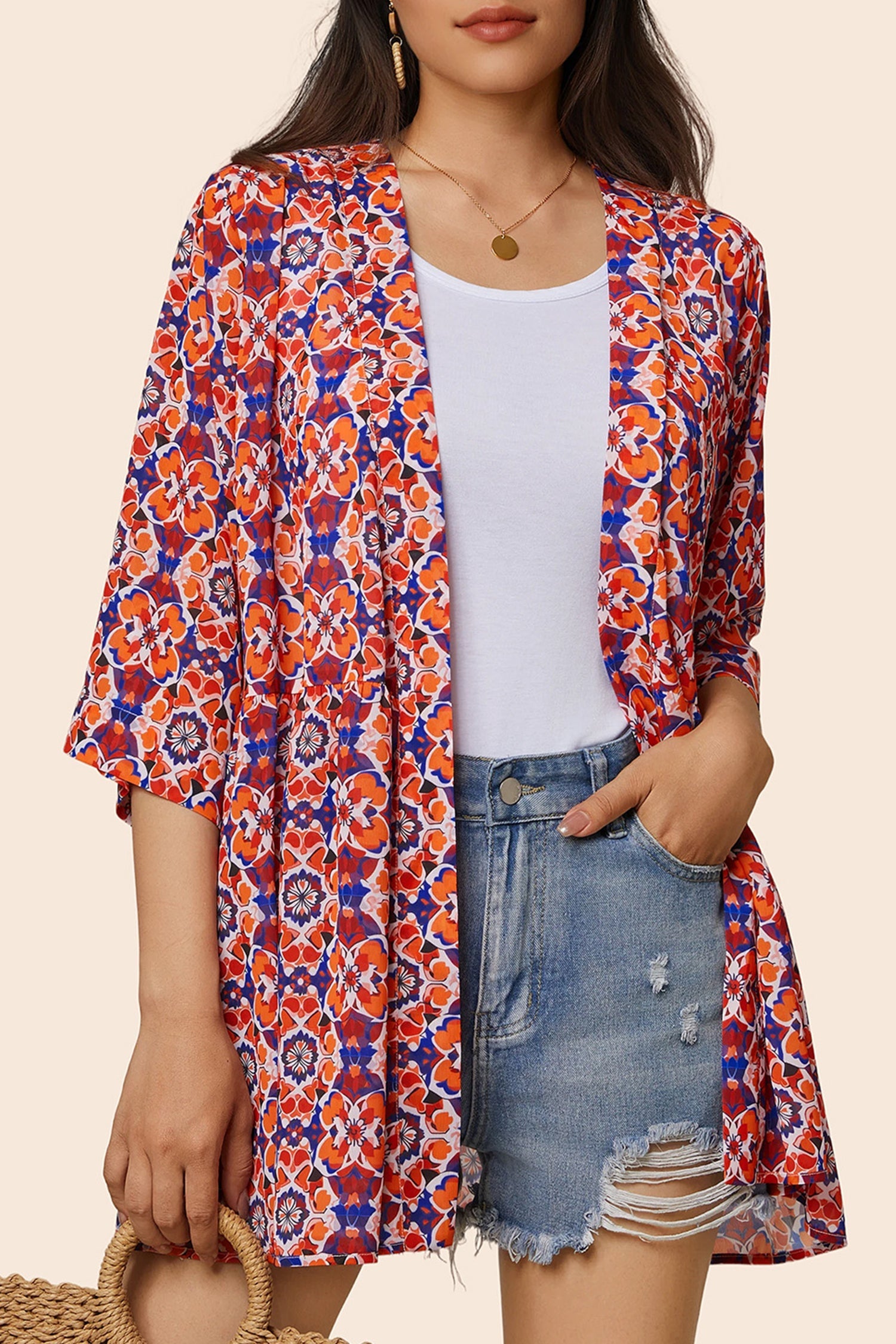 Boho 3/4Sleeve Coverup