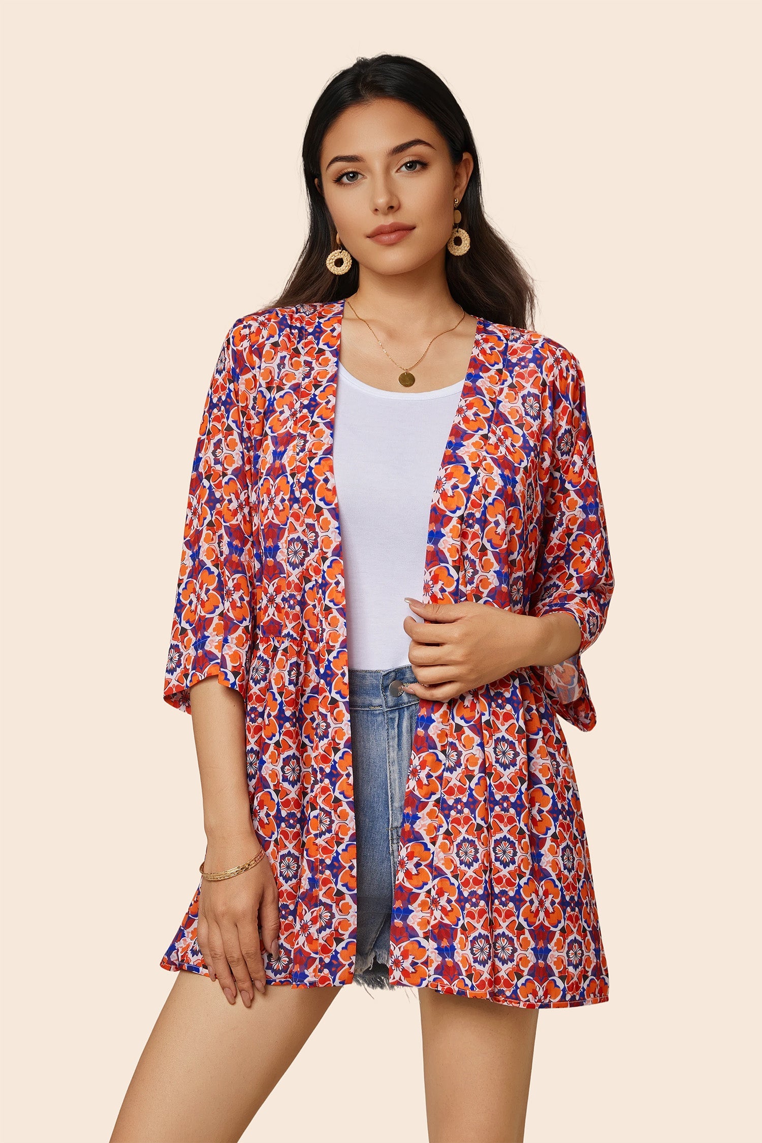 Boho 3/4Sleeve Coverup