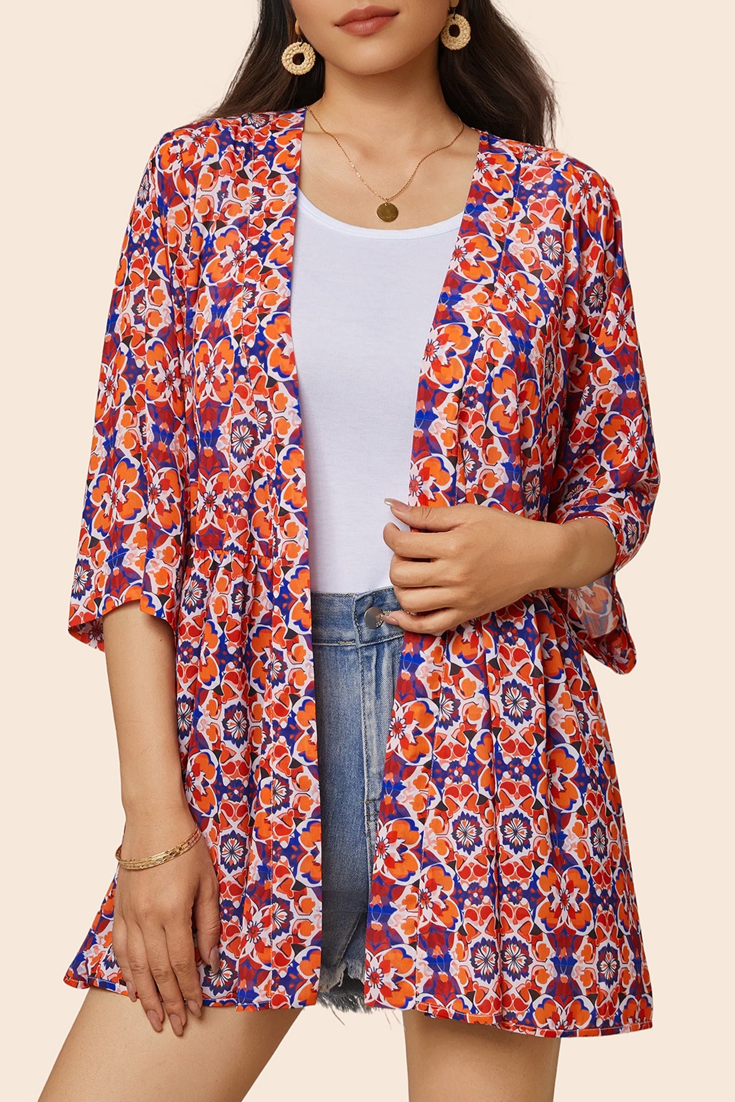 Boho 3/4Sleeve Coverup