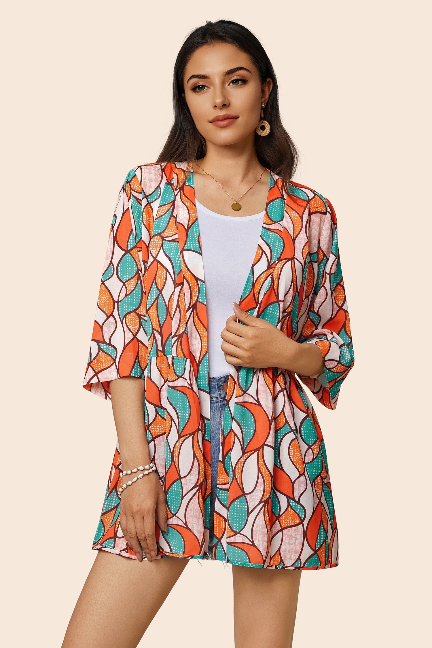 Boho 3/4Sleeve Coverup