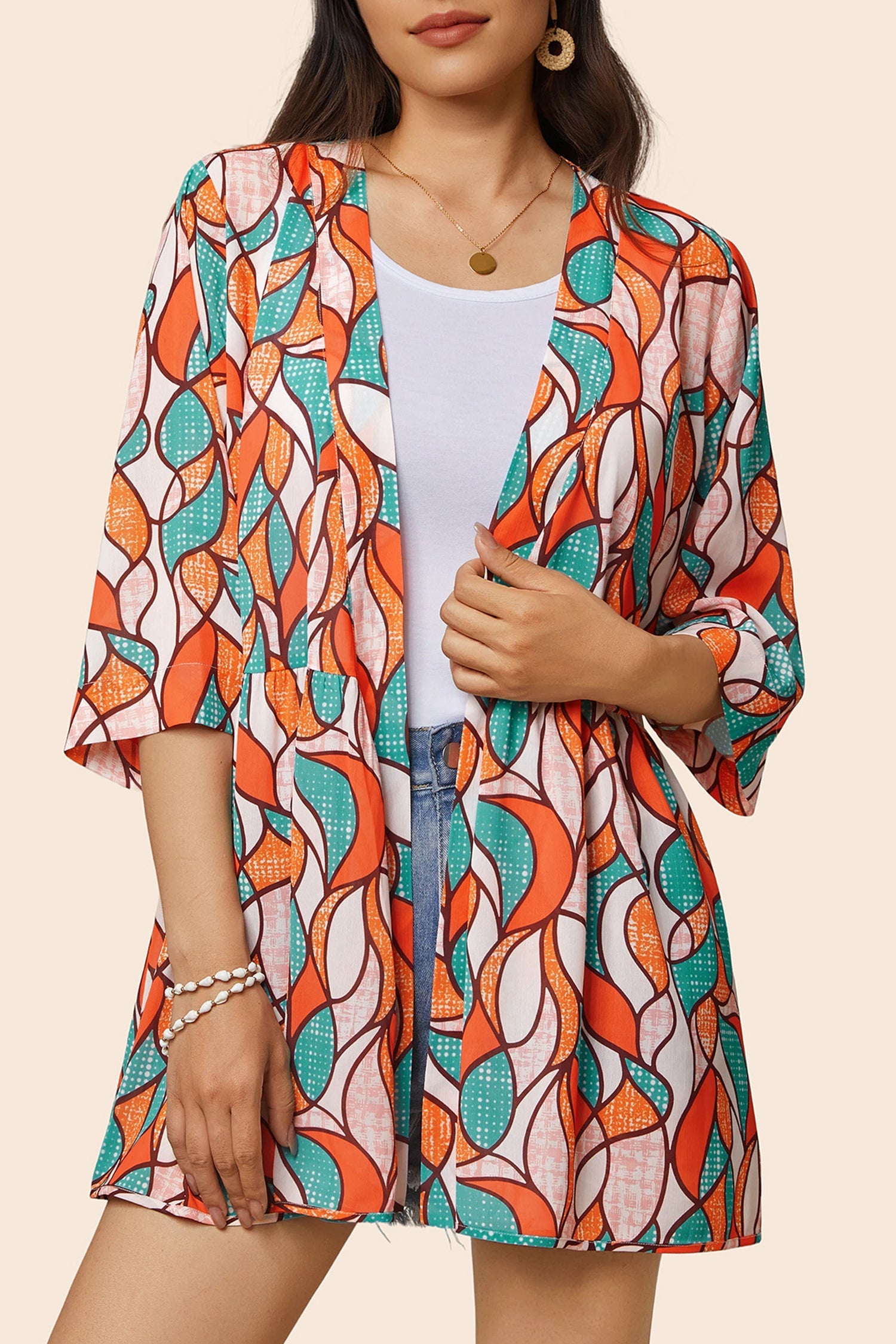 Boho 3/4Sleeve Coverup