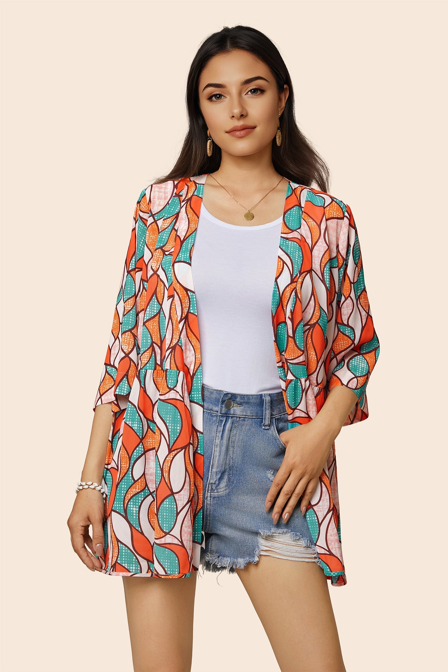 Boho 3/4Sleeve Coverup