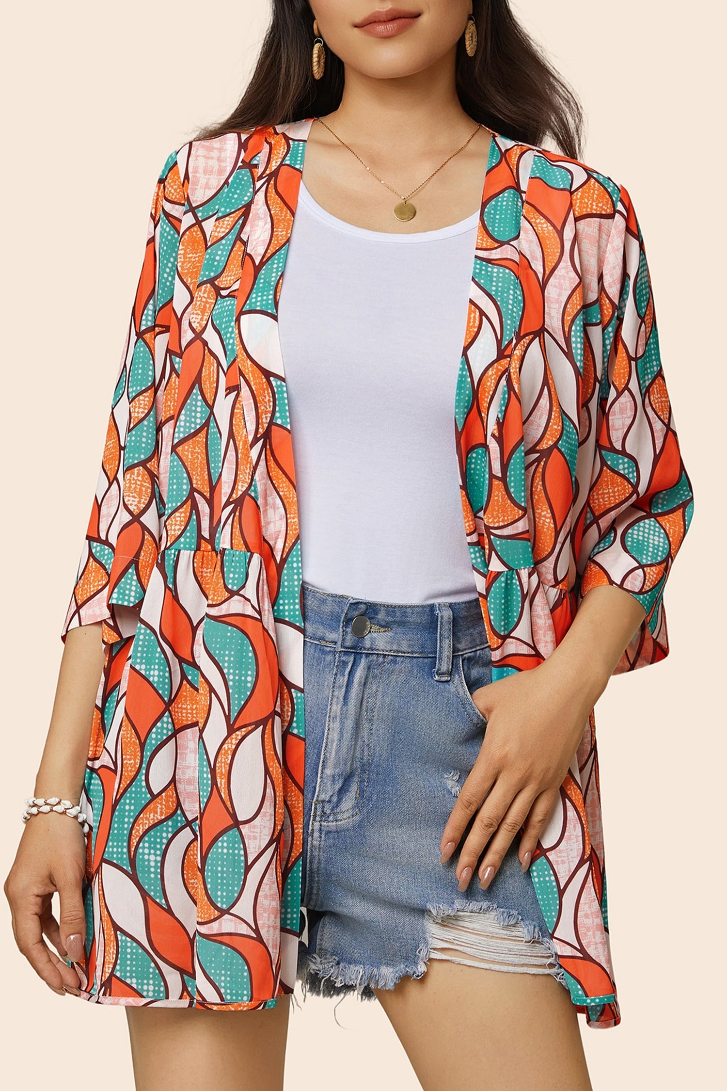 Boho 3/4Sleeve Coverup