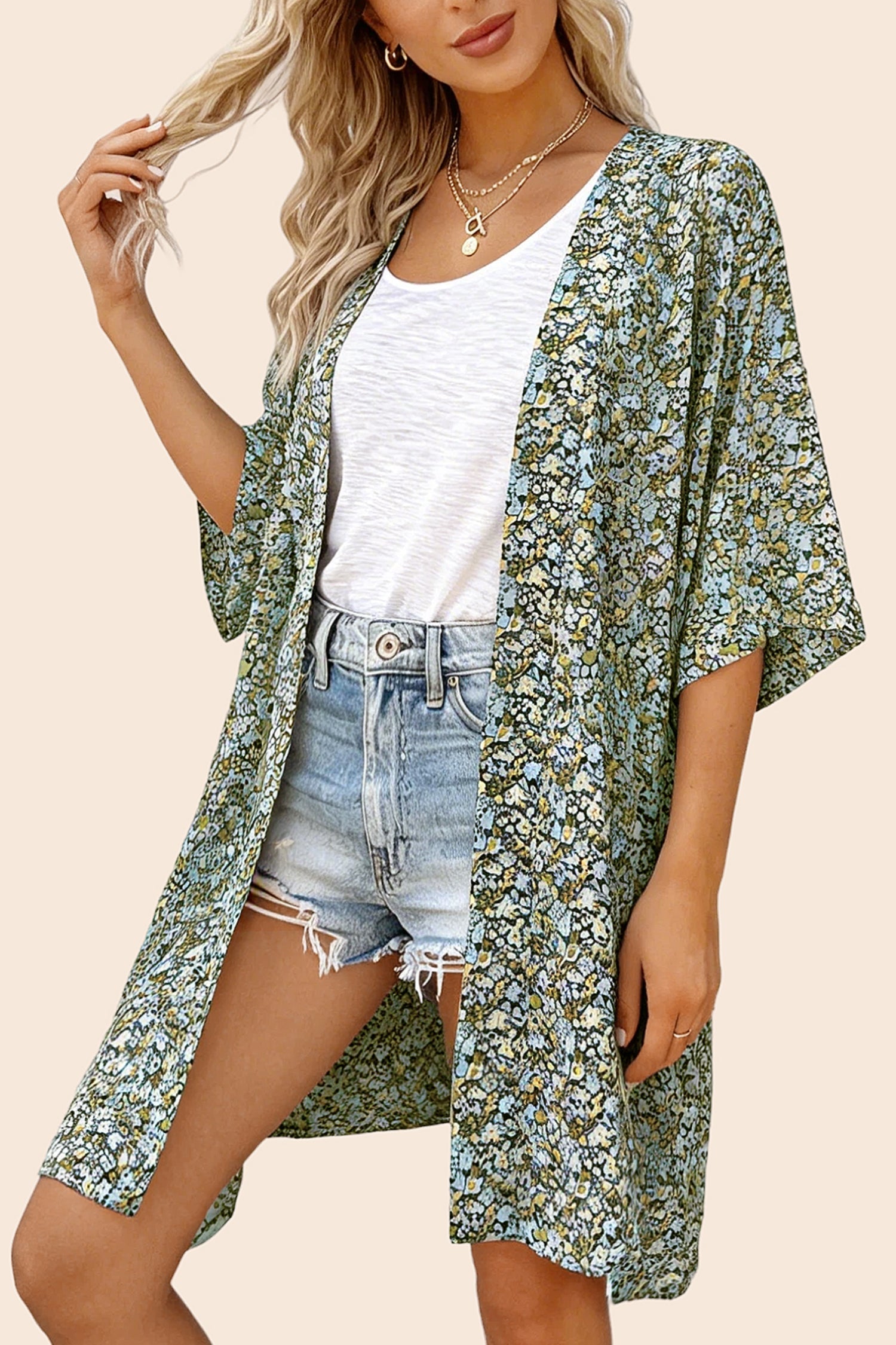 Boho 3/4Sleeve Coverup
