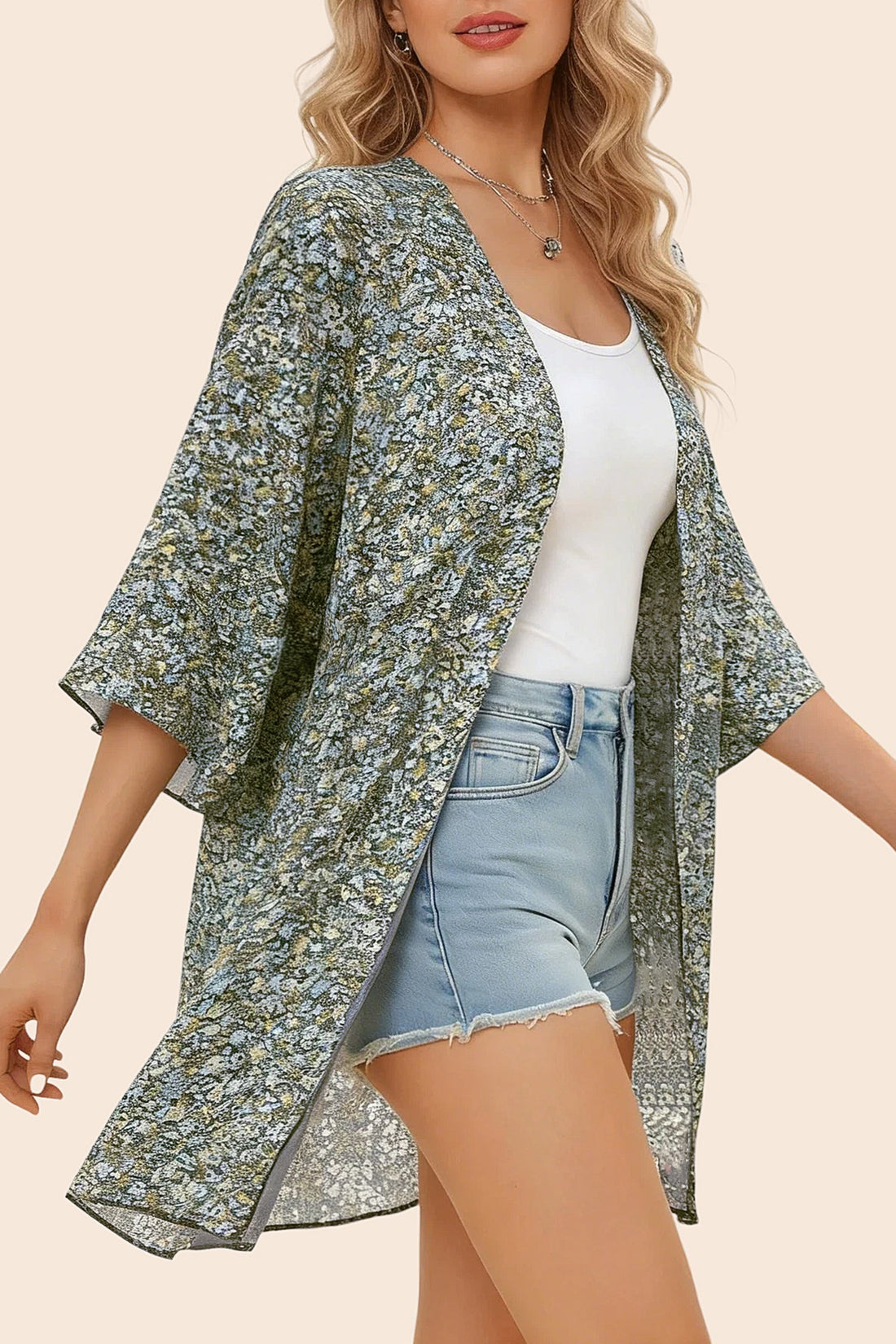 Boho 3/4Sleeve Coverup