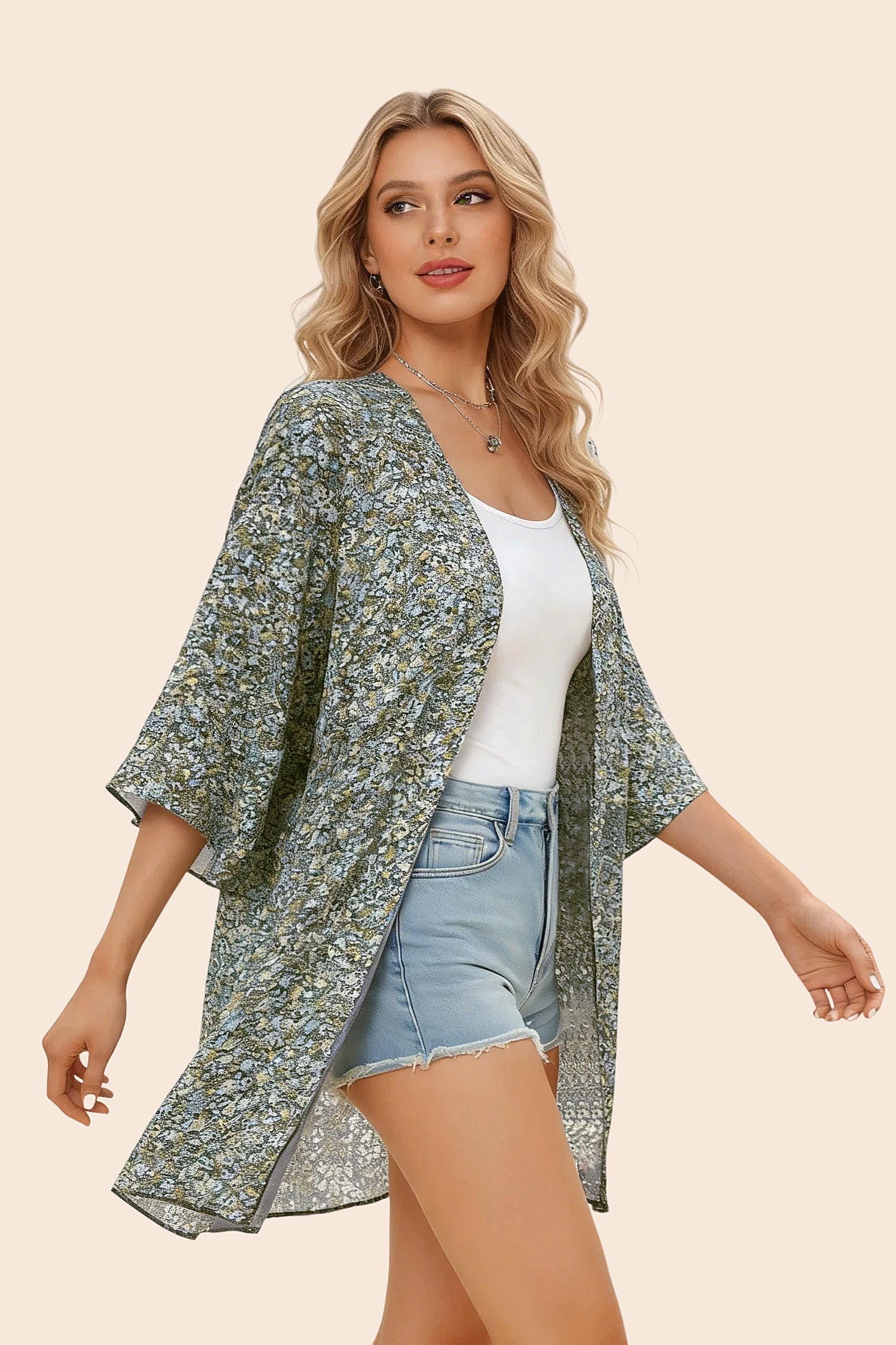 Boho 3/4Sleeve Coverup