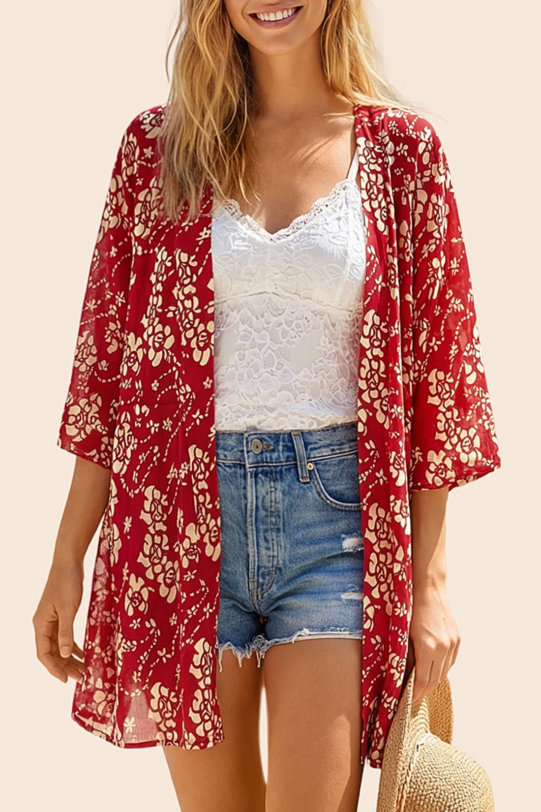 Boho 3/4Sleeve Coverup