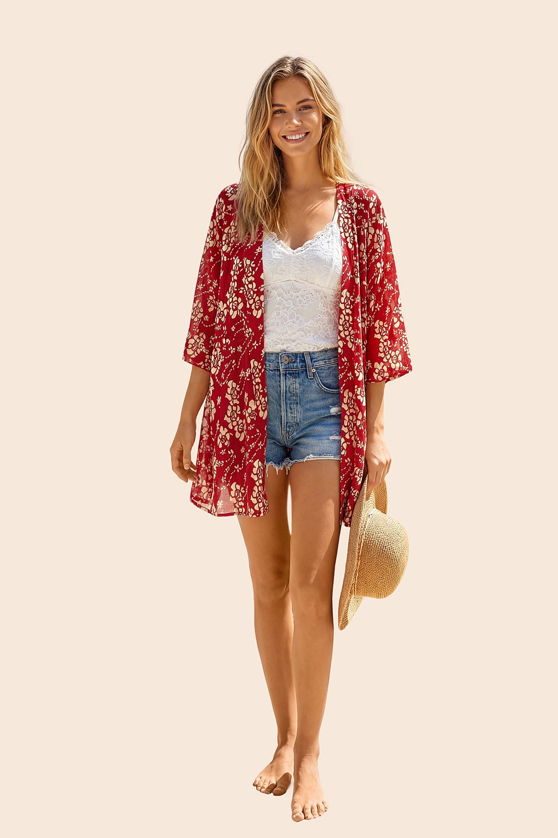 Boho 3/4Sleeve Coverup