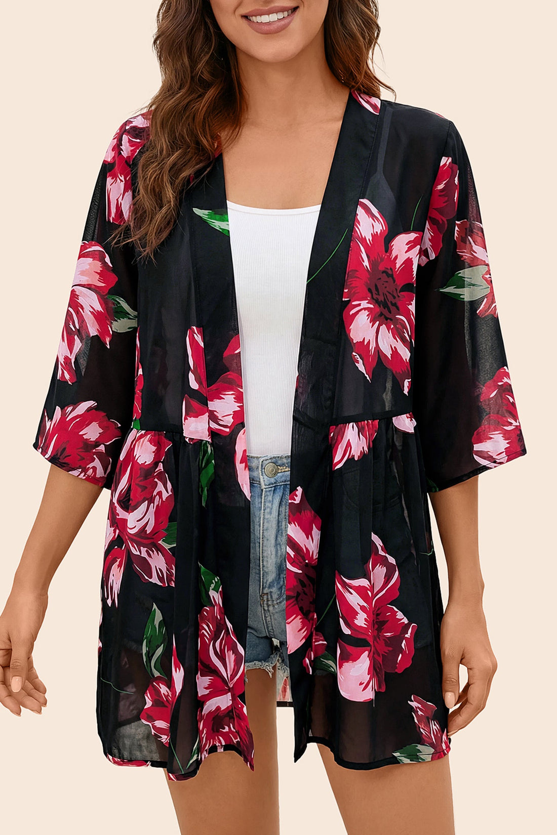 Boho 3/4Sleeve Coverup