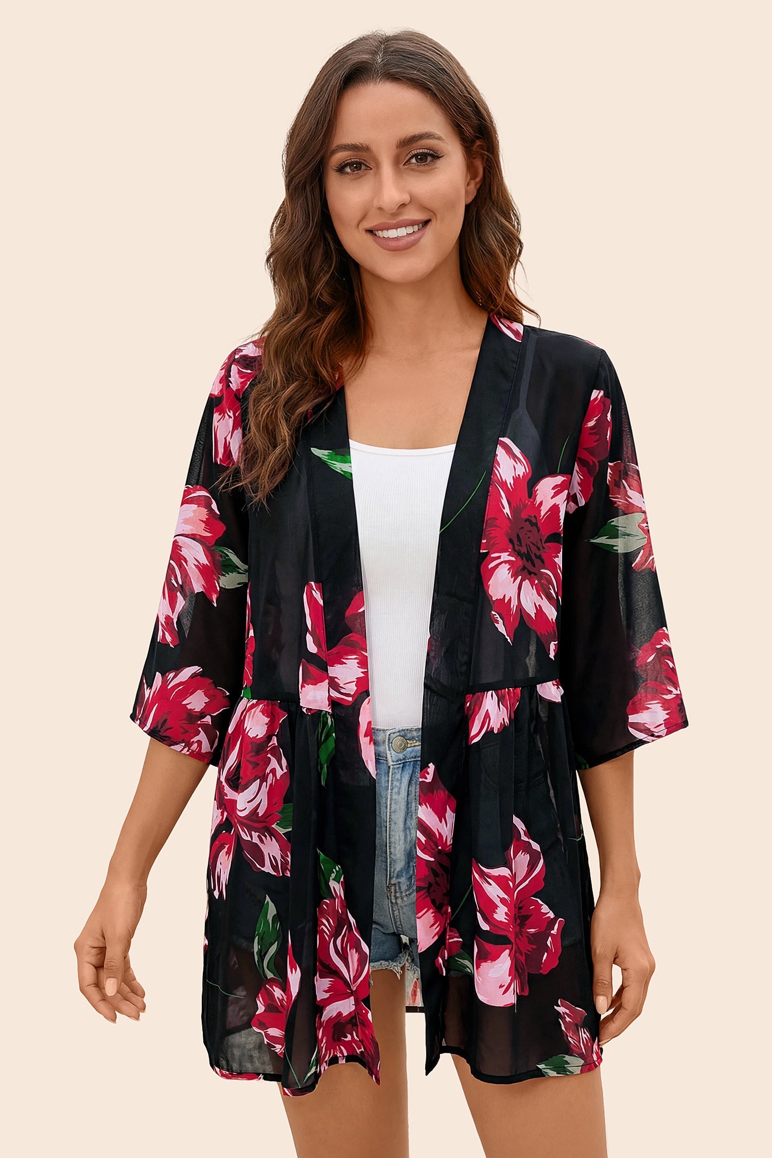 Boho 3/4Sleeve Coverup