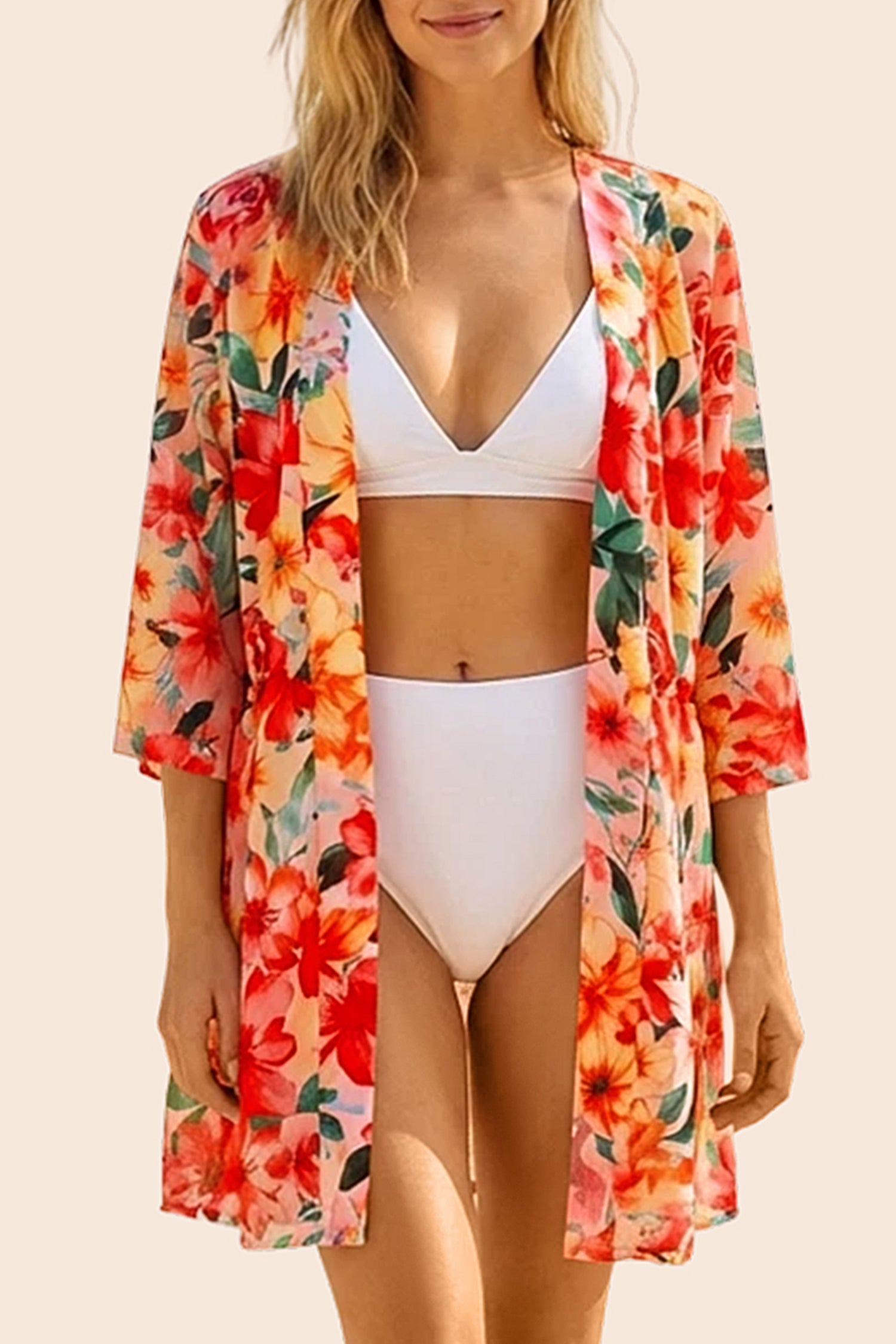 Boho 3/4Sleeve Coverup