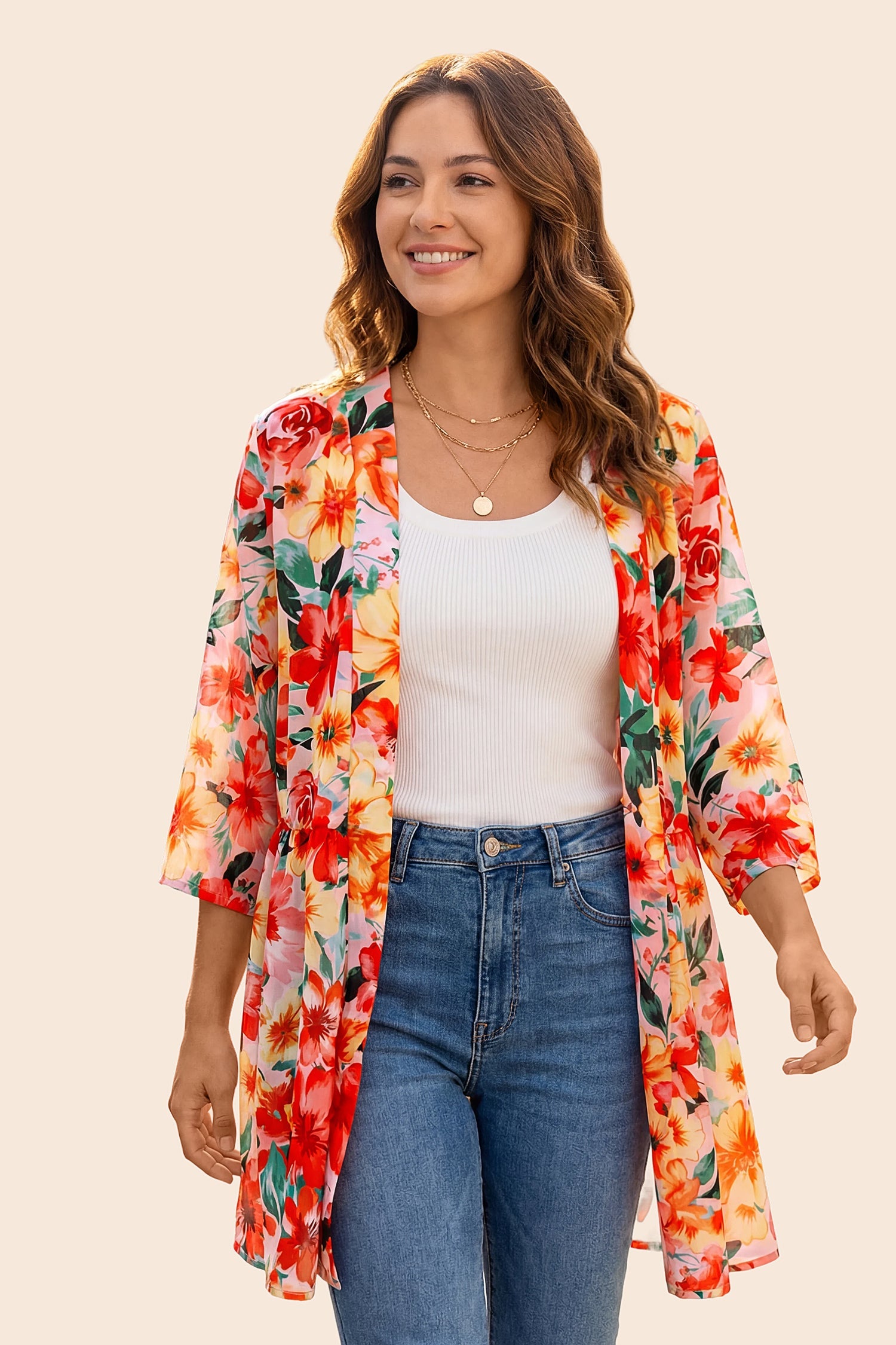 Boho 3/4Sleeve Coverup