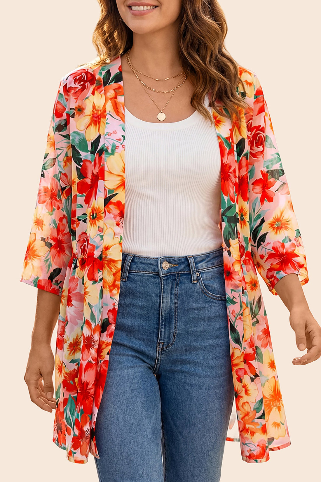 Boho 3/4Sleeve Coverup