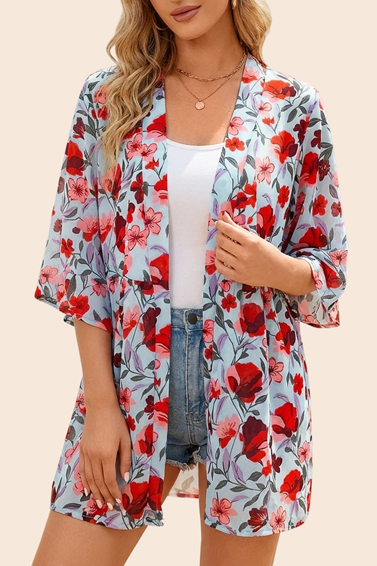 Boho 3/4Sleeve Coverup