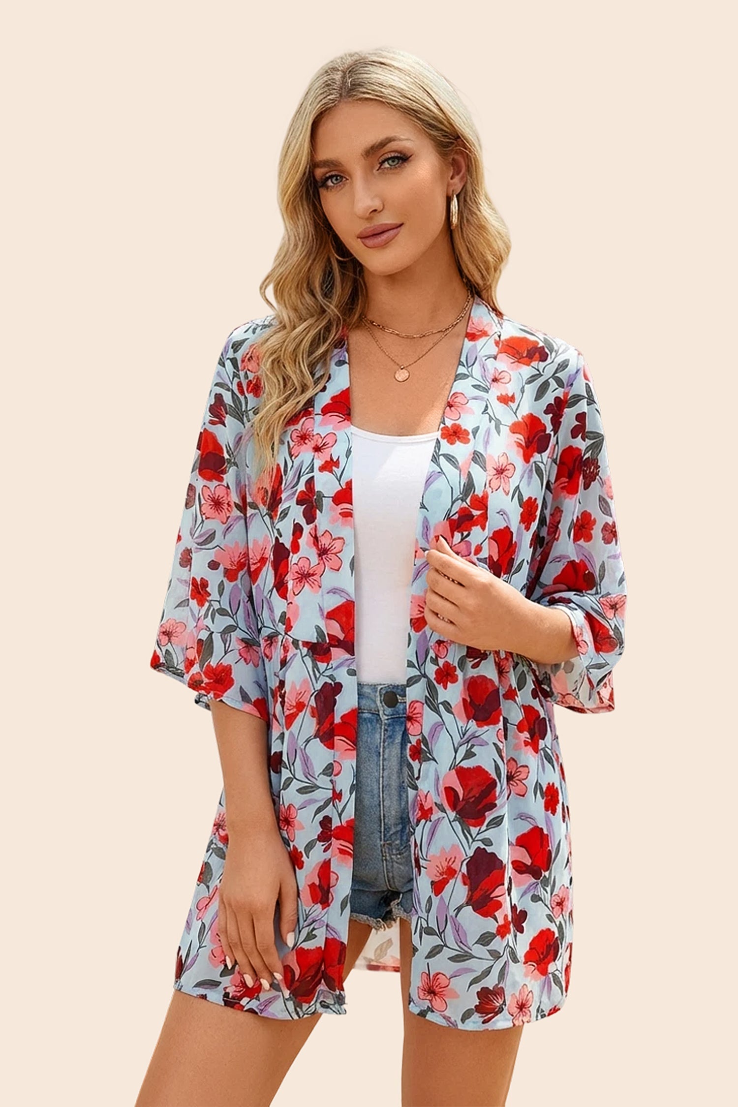 Boho 3/4Sleeve Coverup