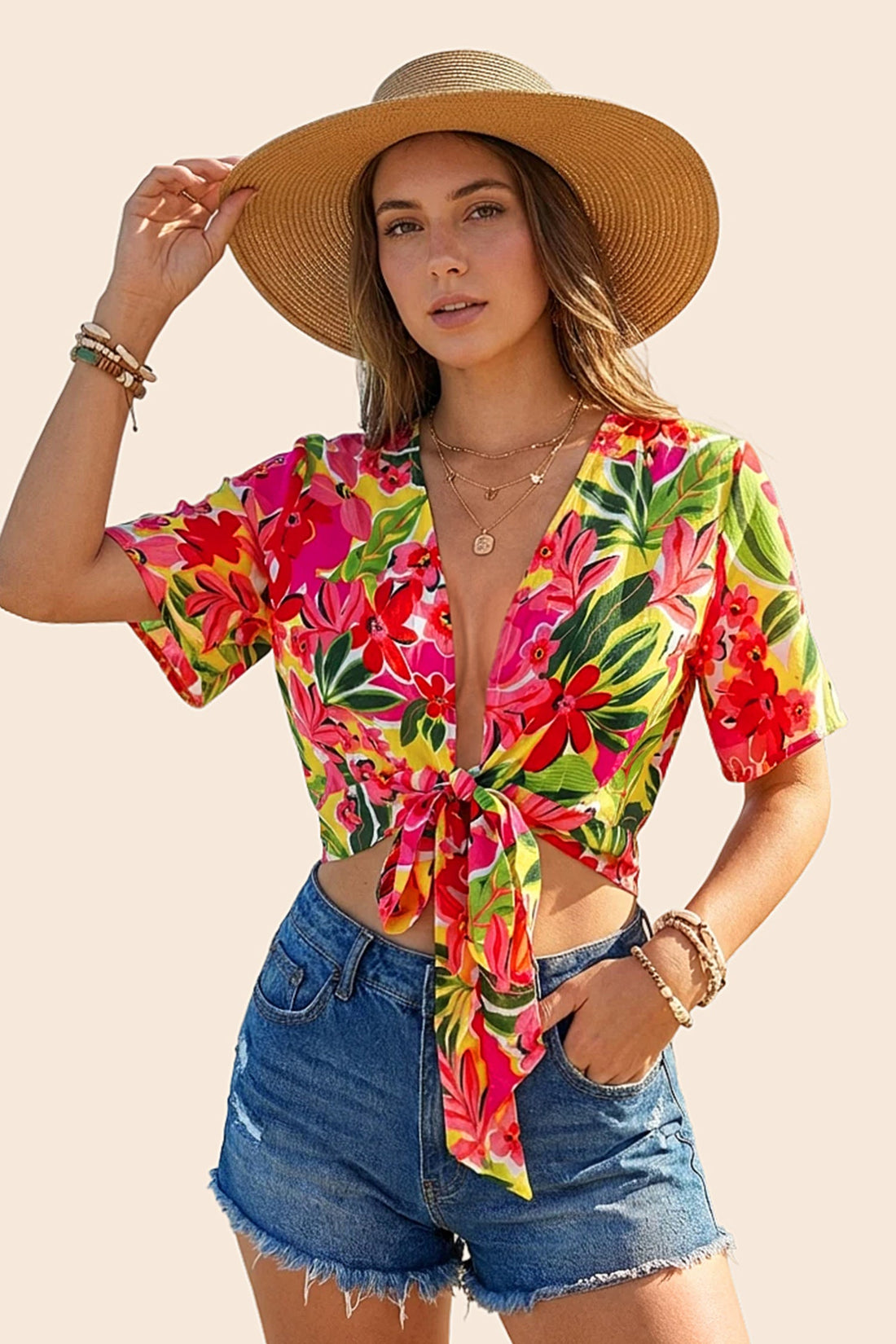 Vacation &amp; Resort Wear Short Sleeve Blouse