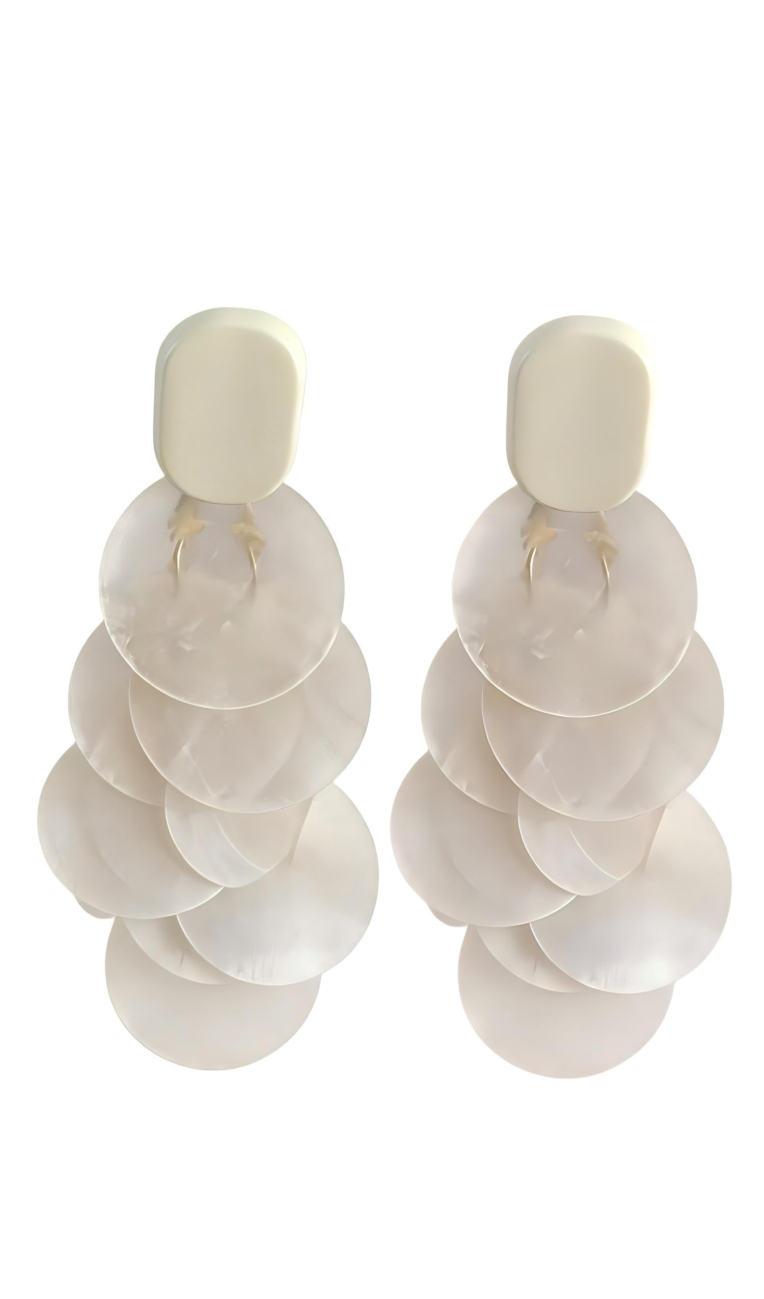 Layered Mother of Pearl Disc Dangle Earrings