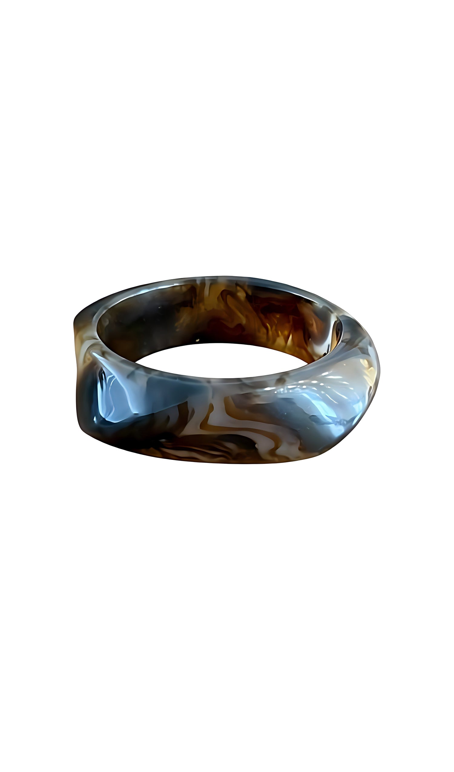 Marbled Brown &amp; Grey Acrylic Chunky Bangle Bracelet