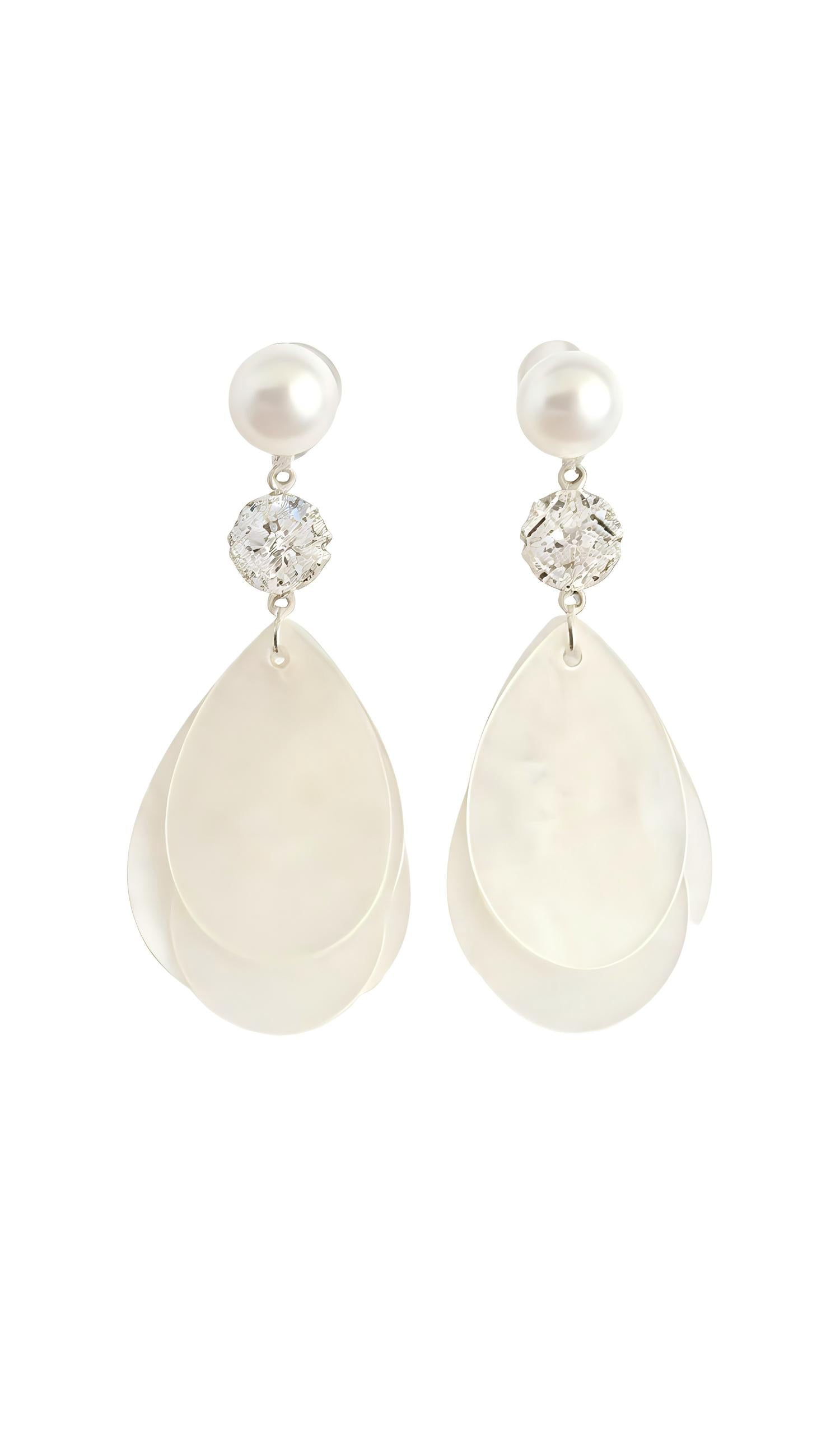 Pearl &amp; Teardrop Mother of Pearl Dangle Earrings