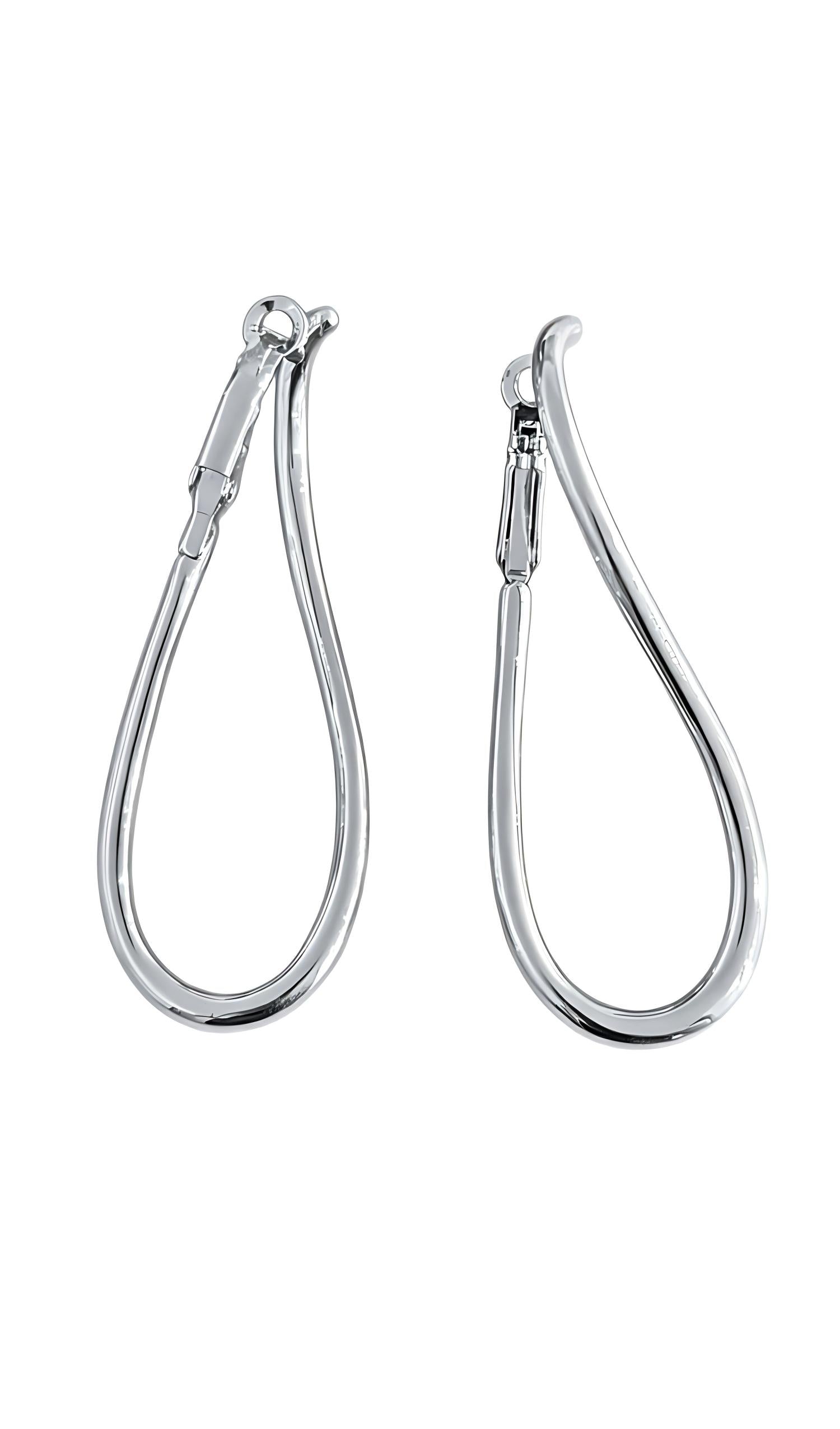 Silver Teardrop Hoop Earrings