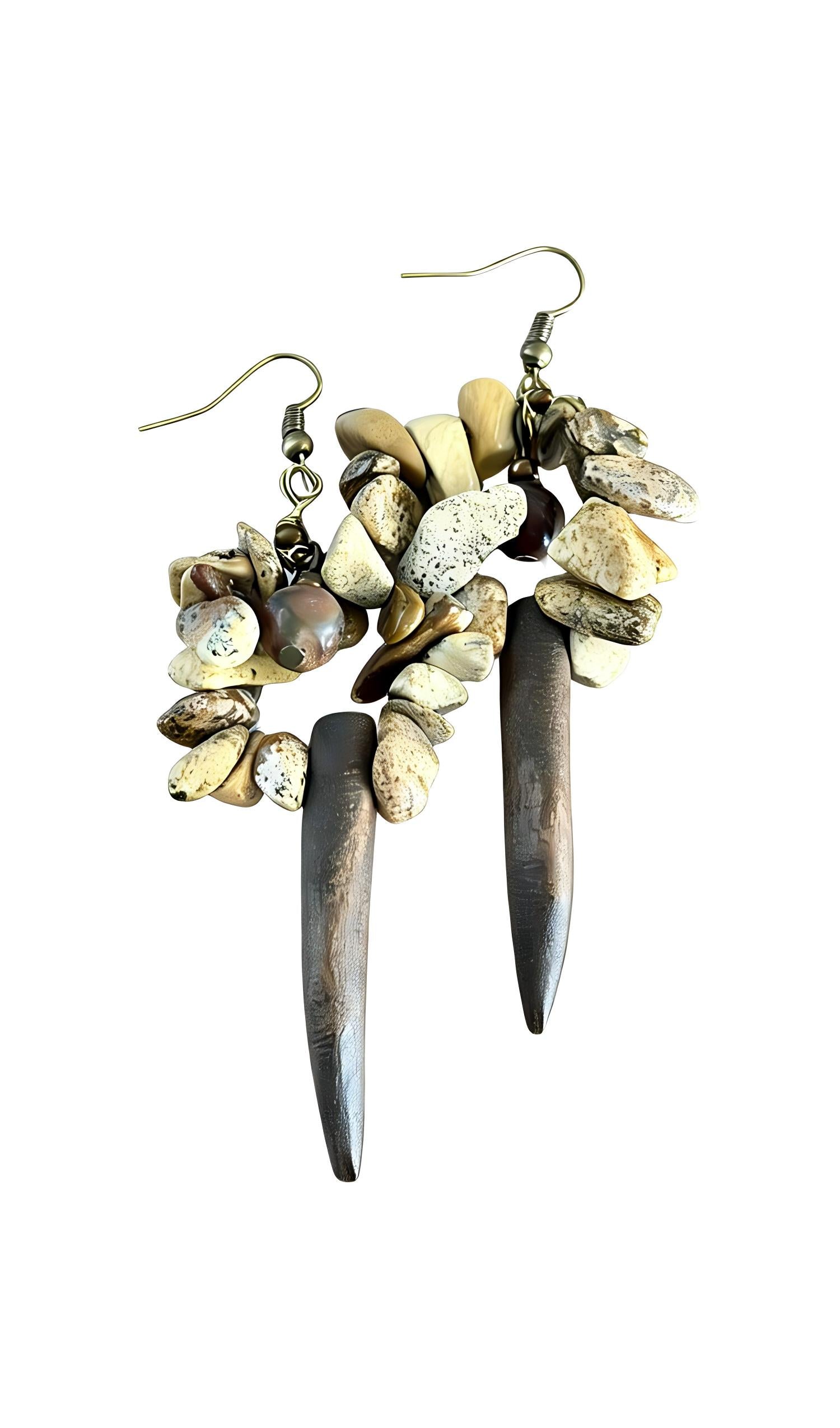 Rustic Tribal Stone &amp; Tusk Earrings
