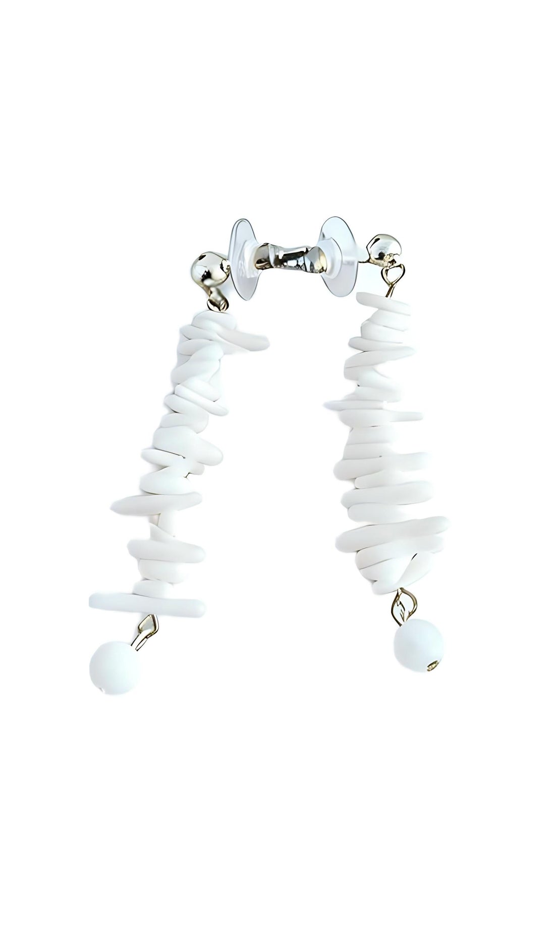 White Baroque-Style Asymmetric Acrylic Drop Earrings