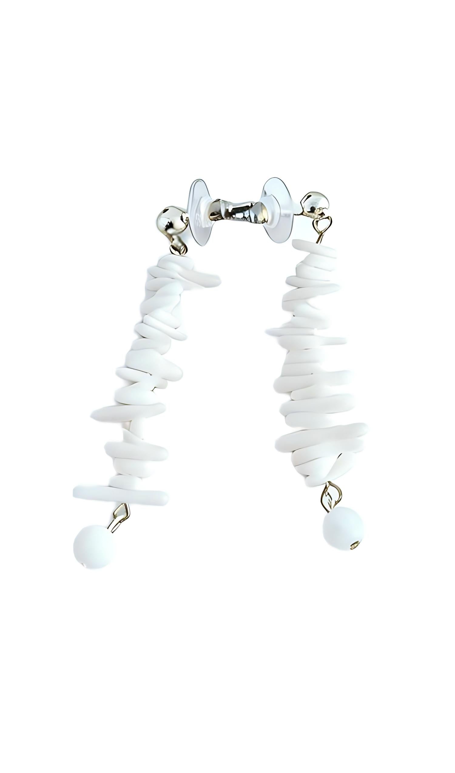White Baroque-Style Asymmetric Acrylic Drop Earrings